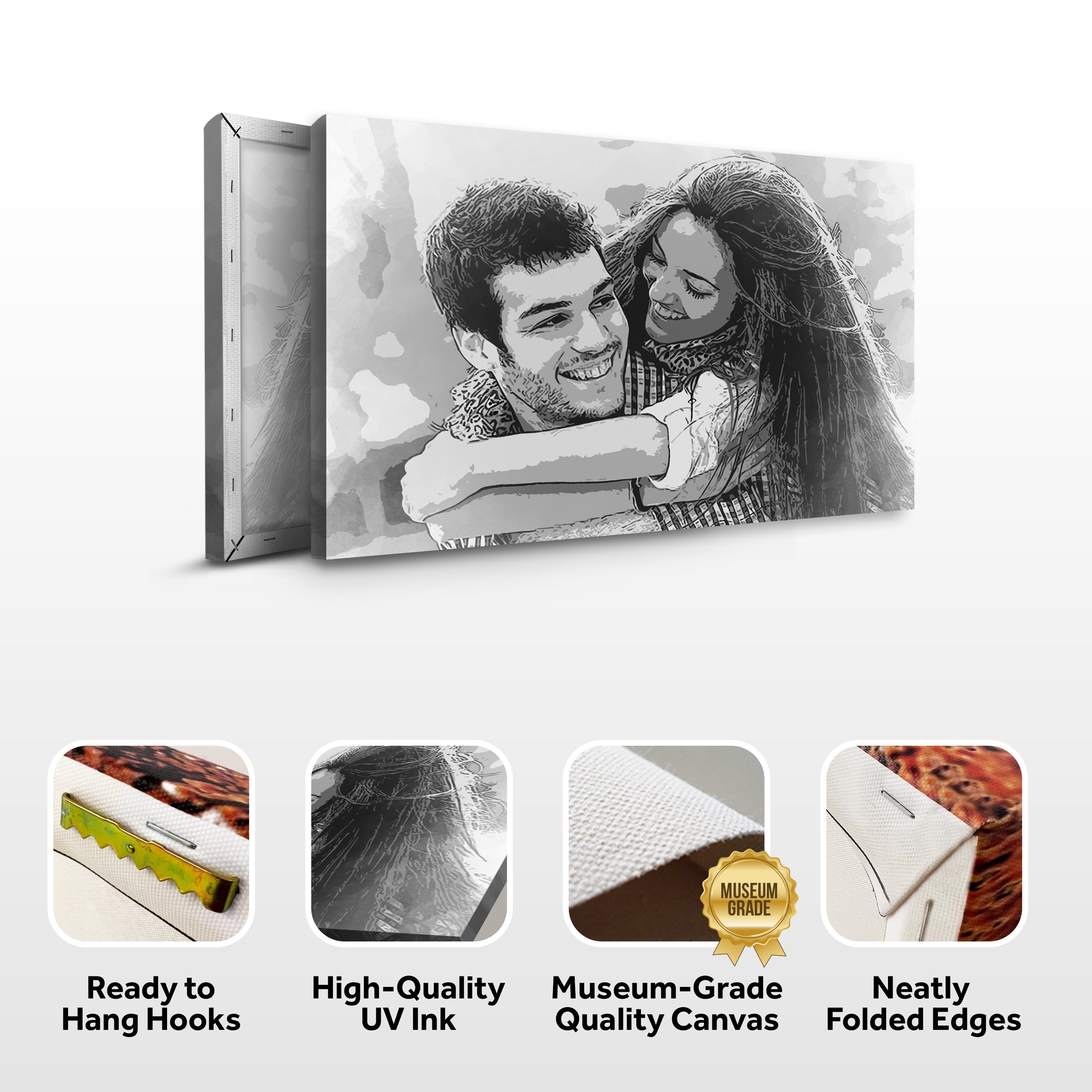 Couple Charcoal Portrait Sign on sale at MyriadMart