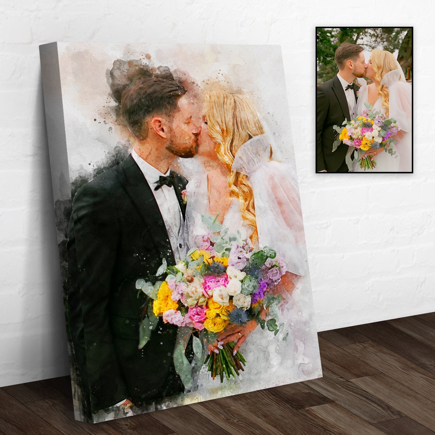 Custom Wedding Watercolor Portrait on sale at MyriadMart