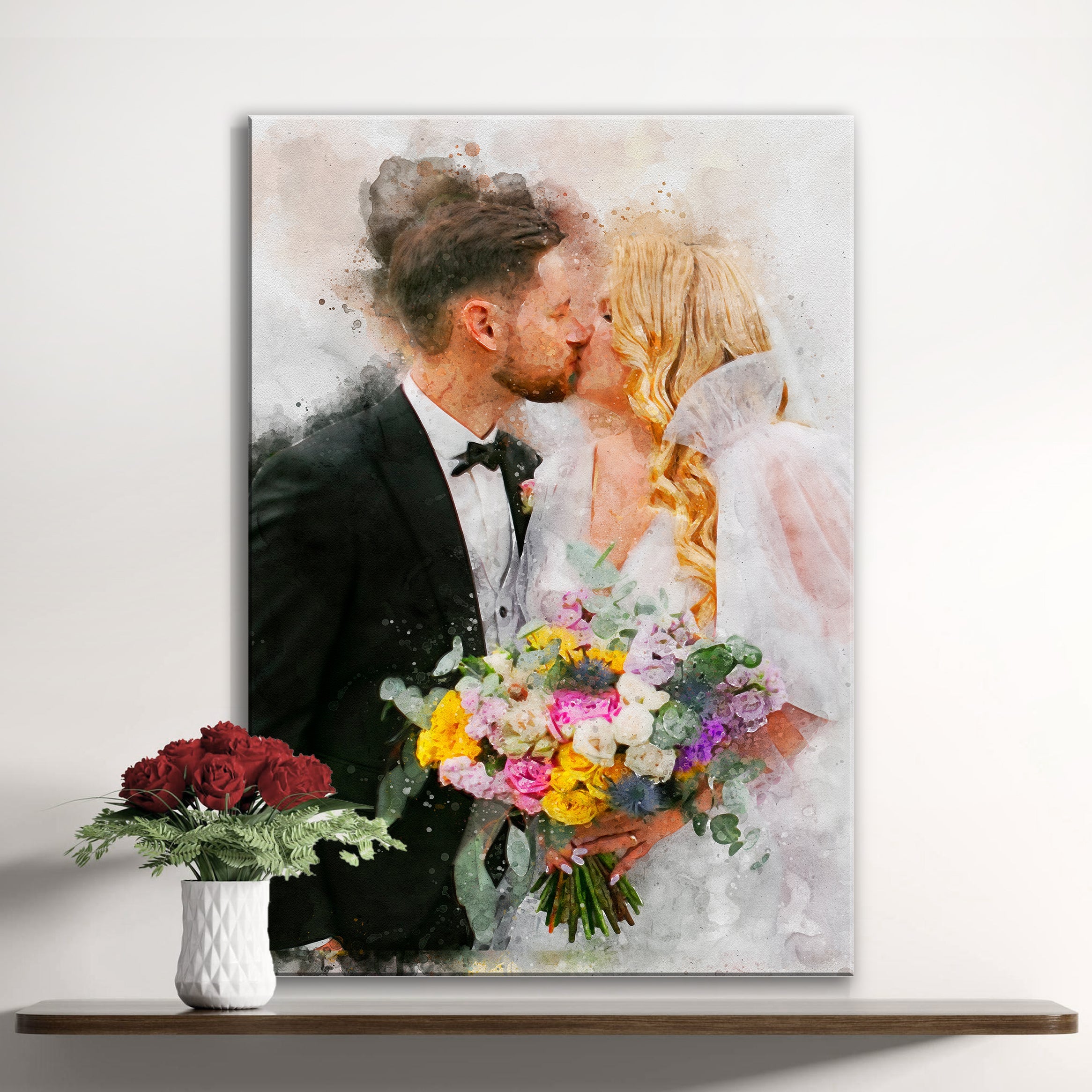 Custom Wedding Watercolor Portrait on sale at MyriadMart