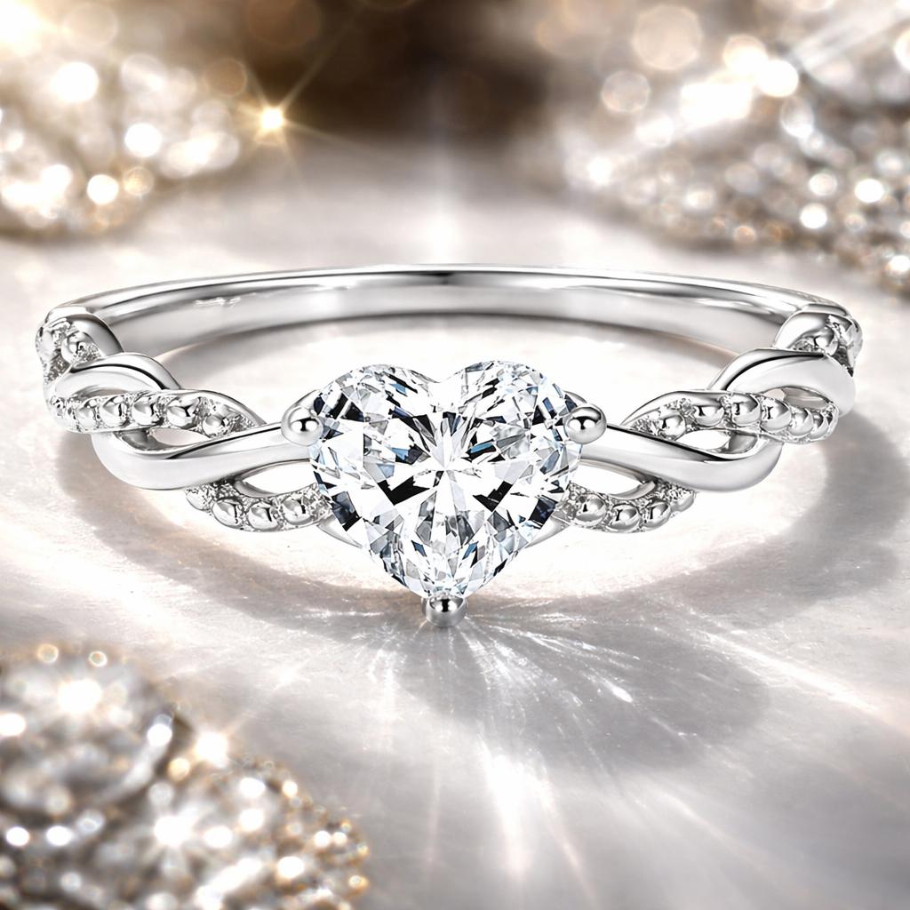 925 Sterling Silver Love Ring with CZ, Size 6.0 on sale at MyriadMart