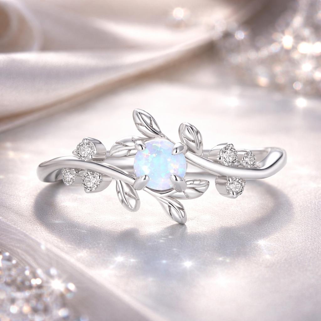 925 Sterling Silver Opal & CZ Ring 0.2cm Size 6.0 for Women on sale at MyriadMart