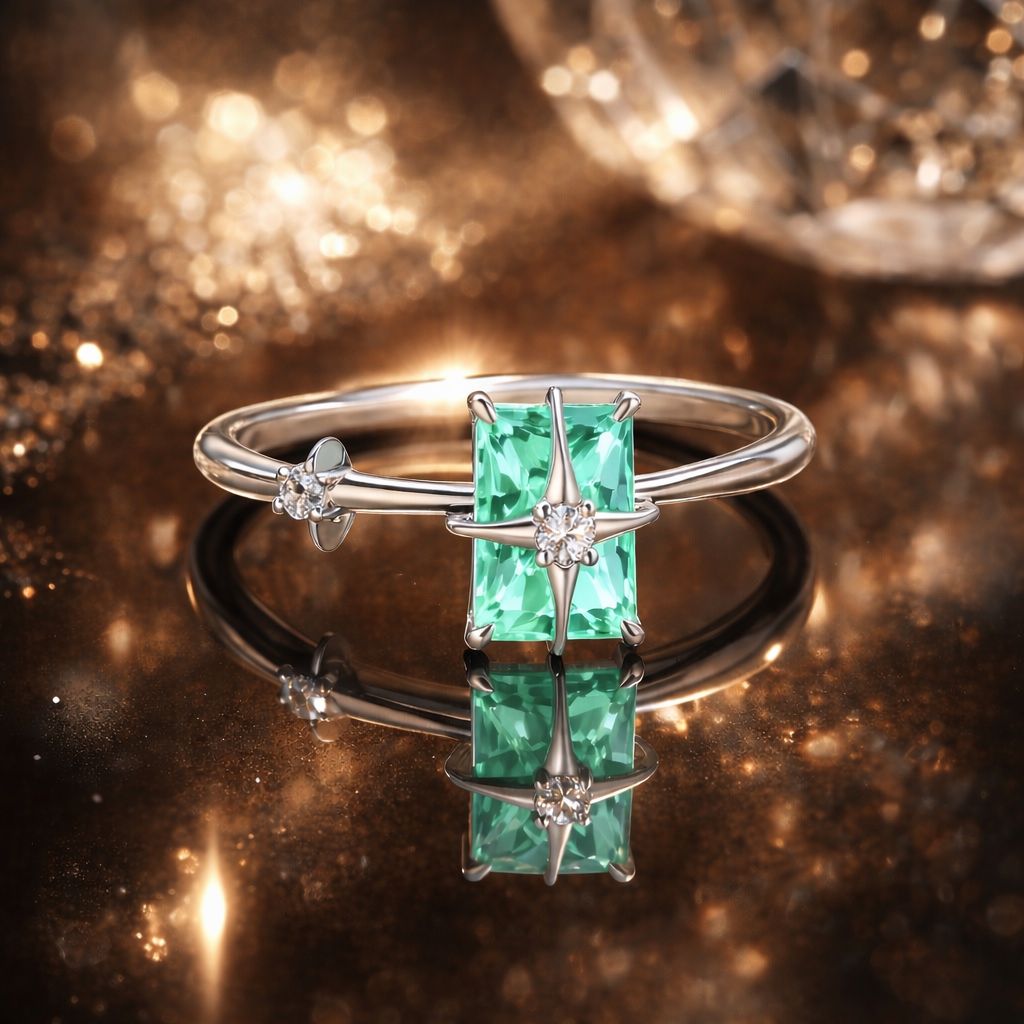 925 Sterling Silver 1.40mm Width CZ & Glass Ring Size 6 for Women on sale at MyriadMart