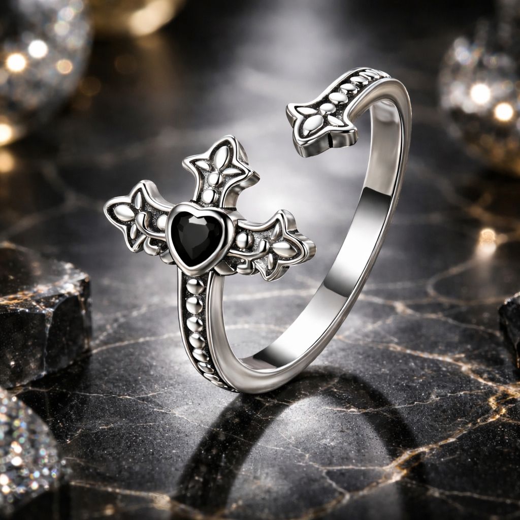 925 Sterling Silver Pavé Setting CZ Oxidized Silver Ring on sale at MyriadMart