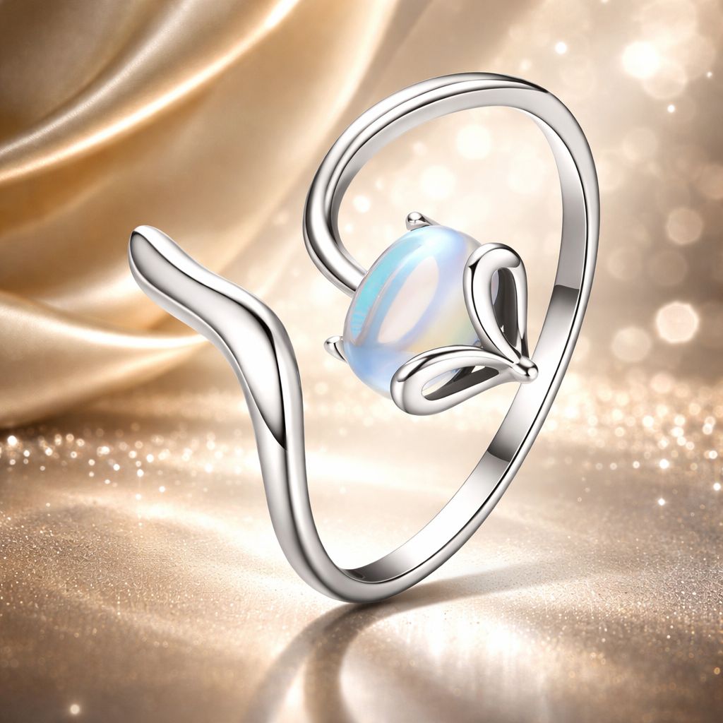 925 Sterling Silver 0.8 Carat Genuine Moonstone Ring for Women on sale at MyriadMart