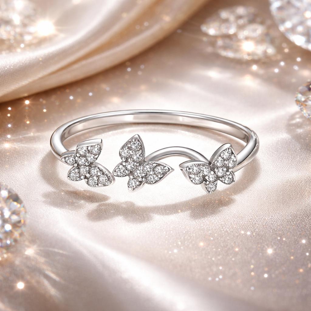 925 Sterling Silver Oxidized Butterfly Ring with Pavé Setting CZ for Women on sale at MyriadMart