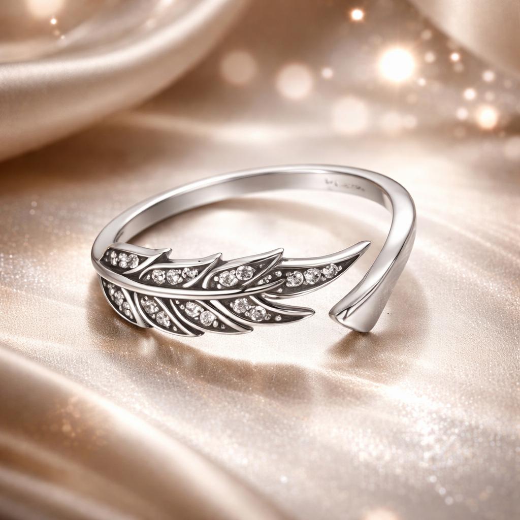 925 Sterling Silver Pavé Setting CZ Leaf Ring for Women on sale at MyriadMart