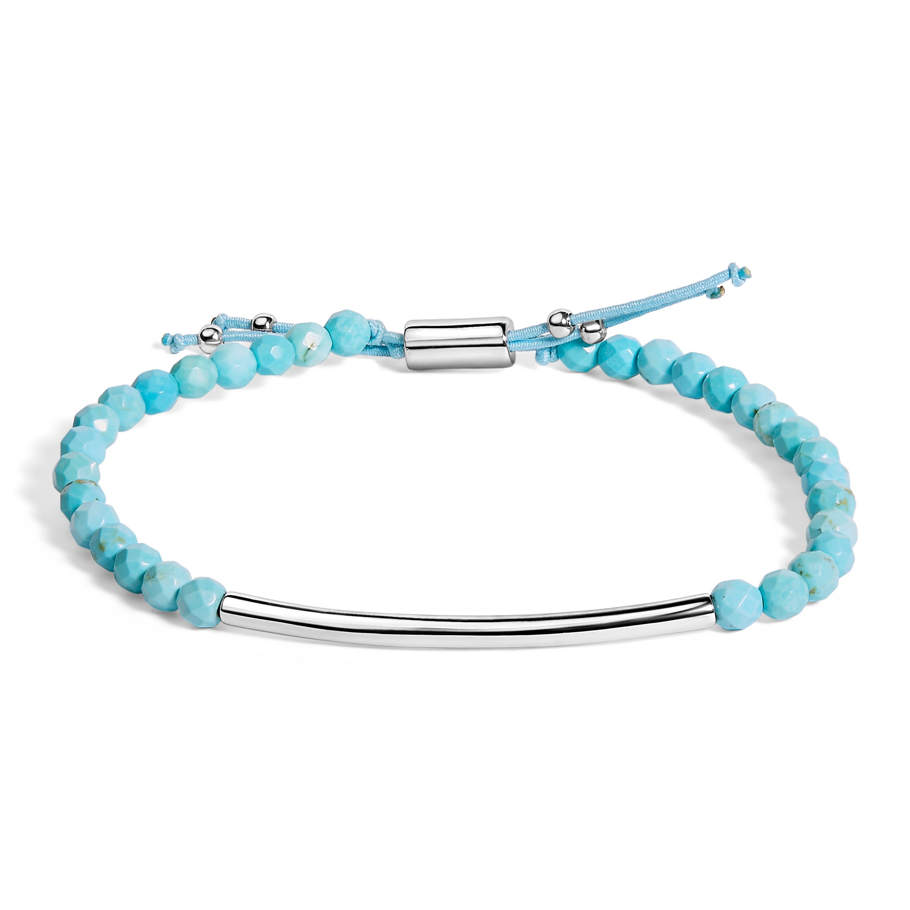 Sterling Silver Turquoise Beads Station Bracelet with Bolo Clasp on sale at MyriadMart