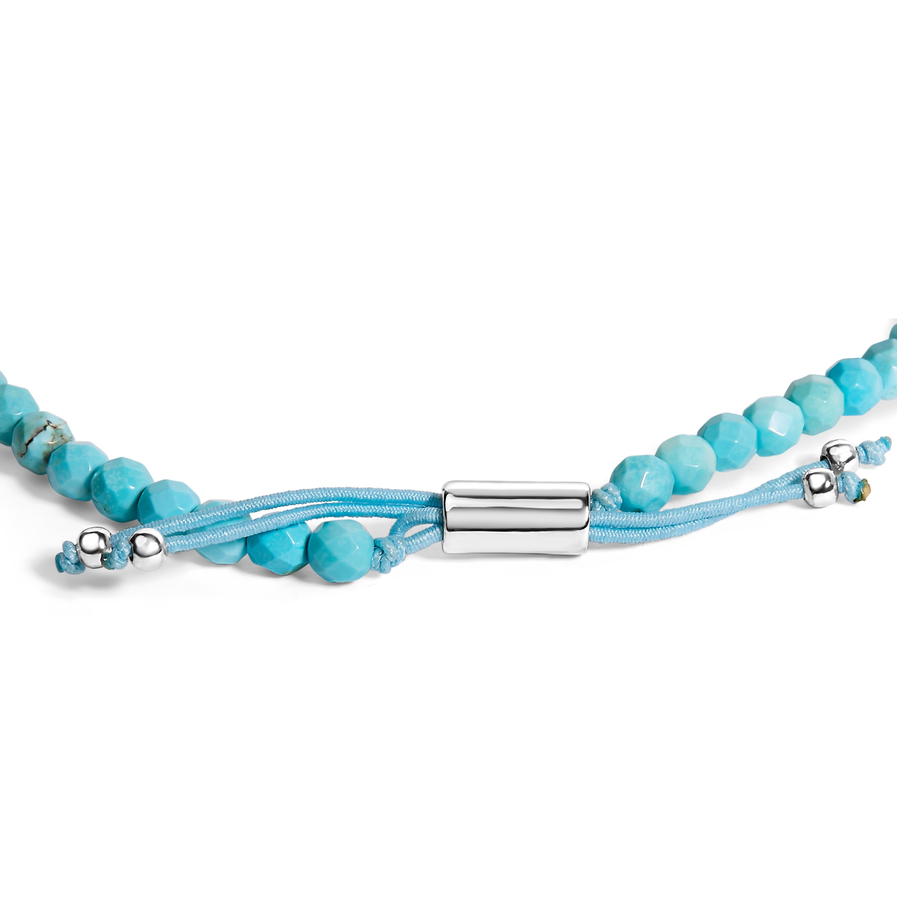 Sterling Silver Turquoise Beads Station Bracelet with Bolo Clasp on sale at MyriadMart