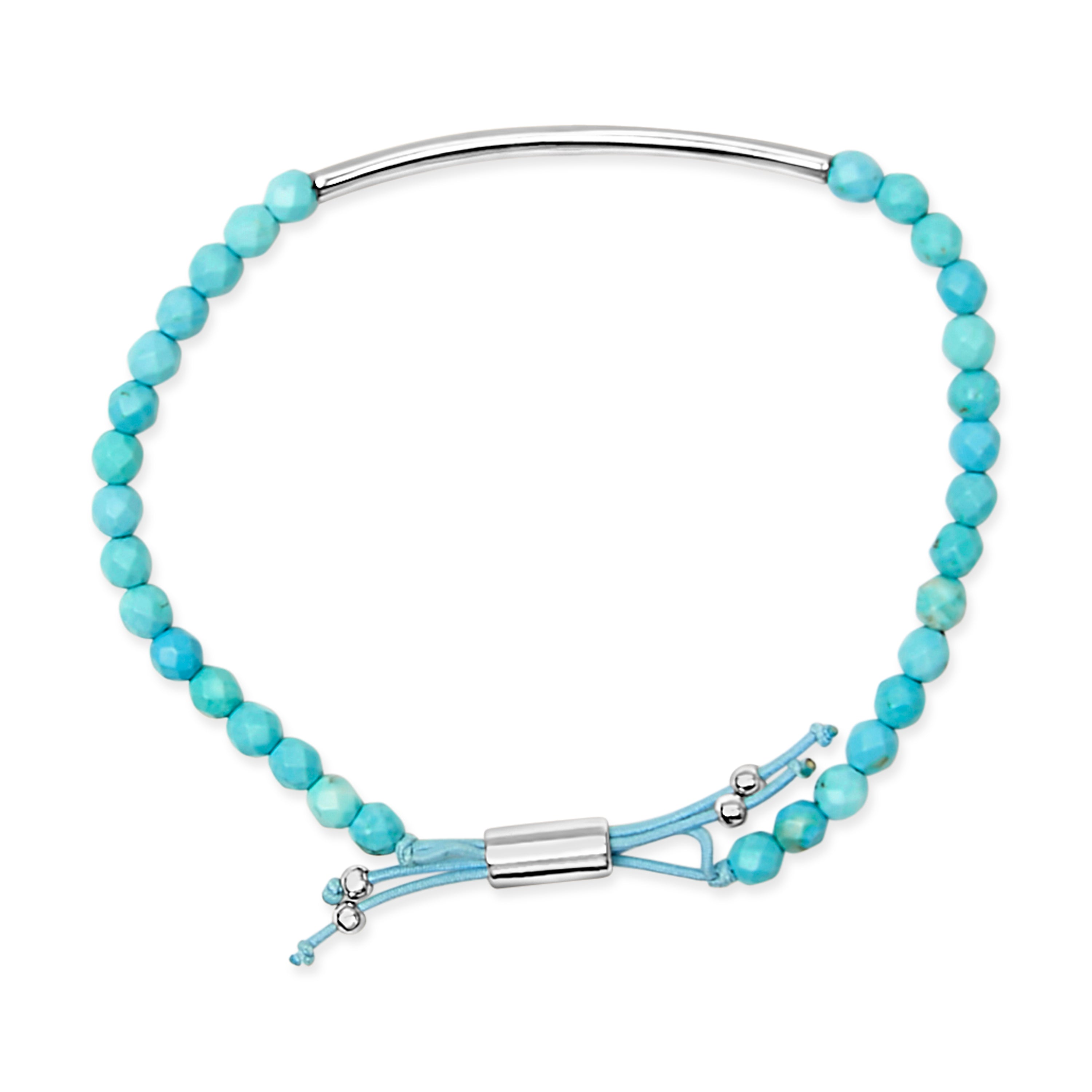 Sterling Silver Turquoise Beads Station Bracelet with Bolo Clasp on sale at MyriadMart