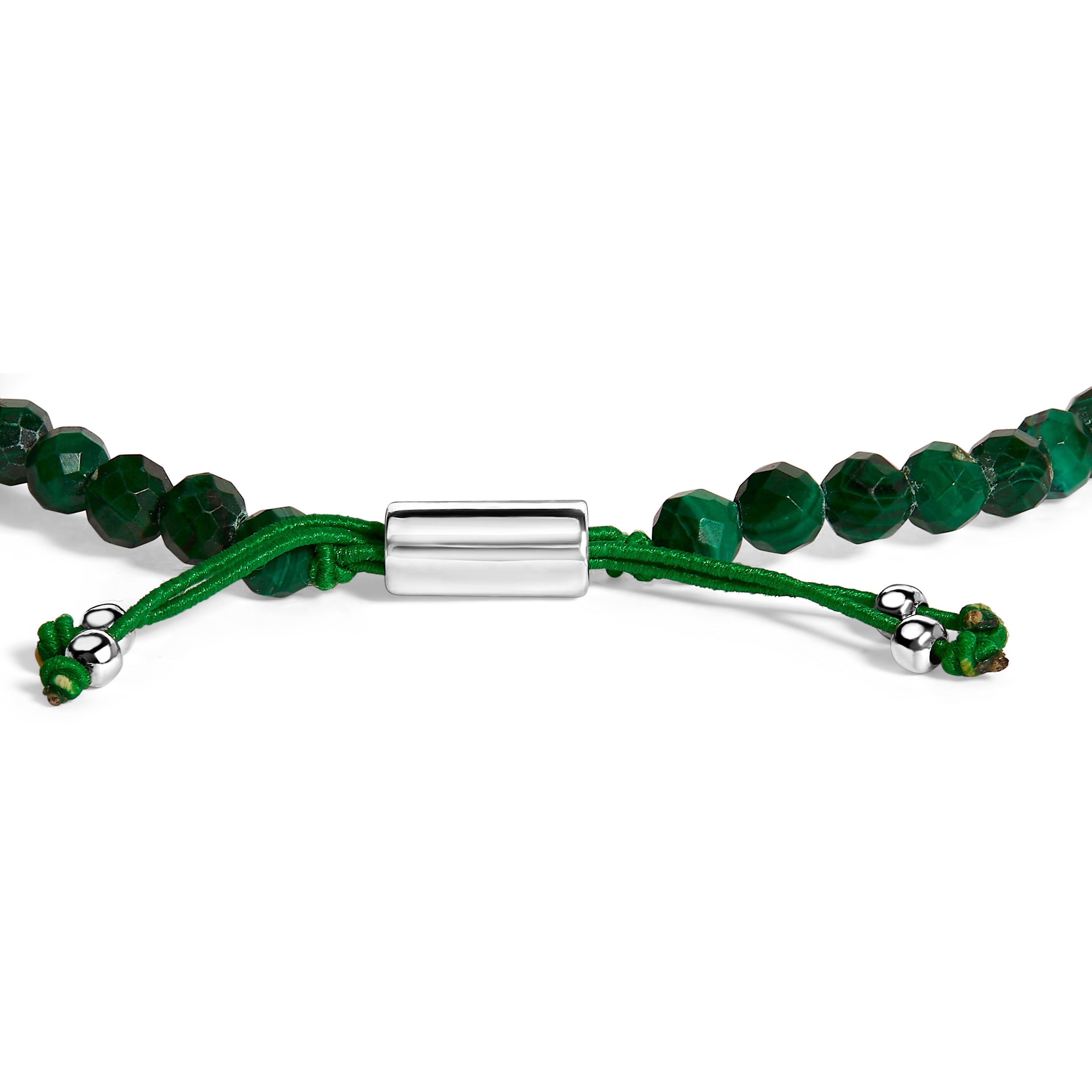 Sterling Silver Malachite Bead Station Bracelet with Bolo Clasp on sale at MyriadMart