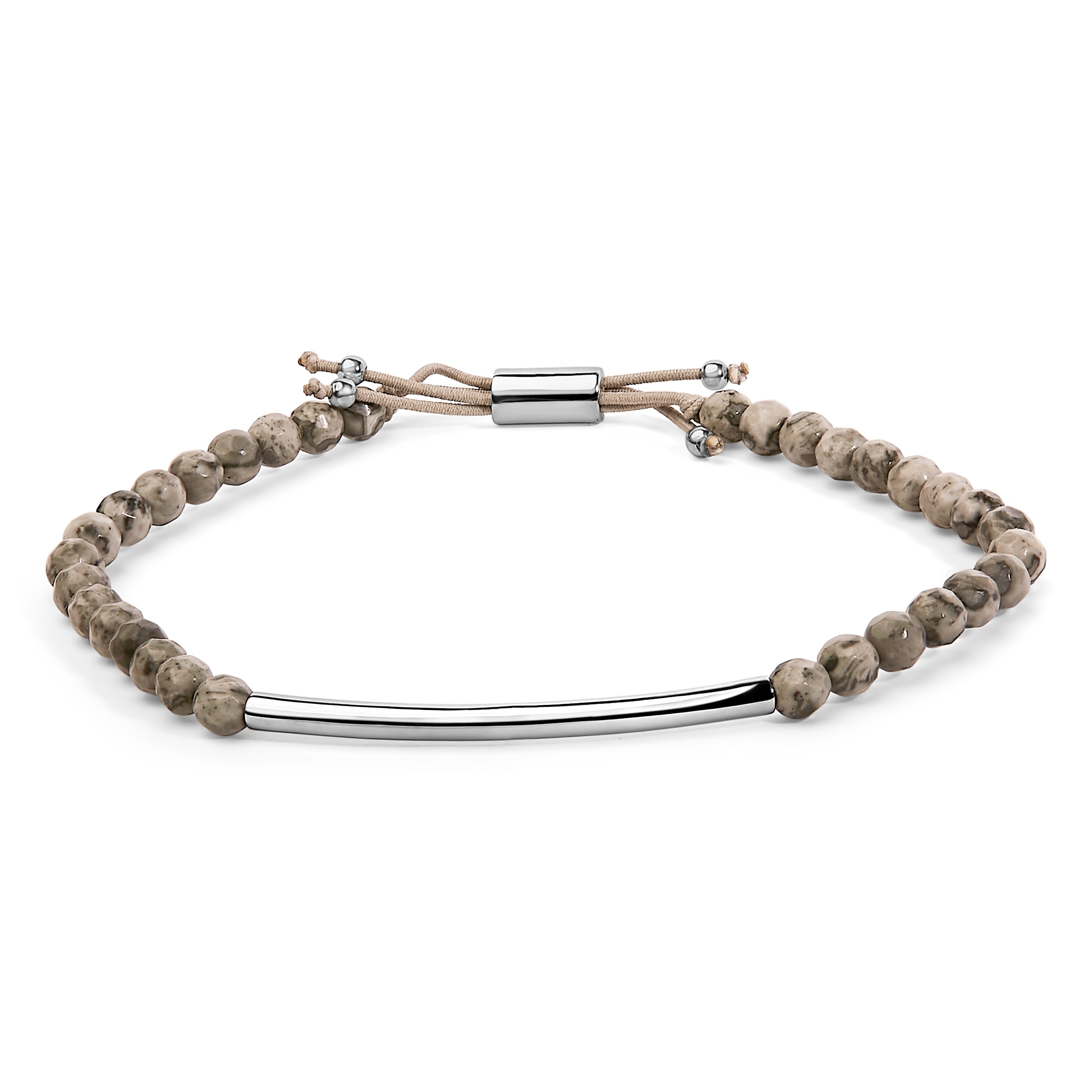 Sterling Silver Jasper Bead Station Bracelet Bolo Clasp on sale at MyriadMart