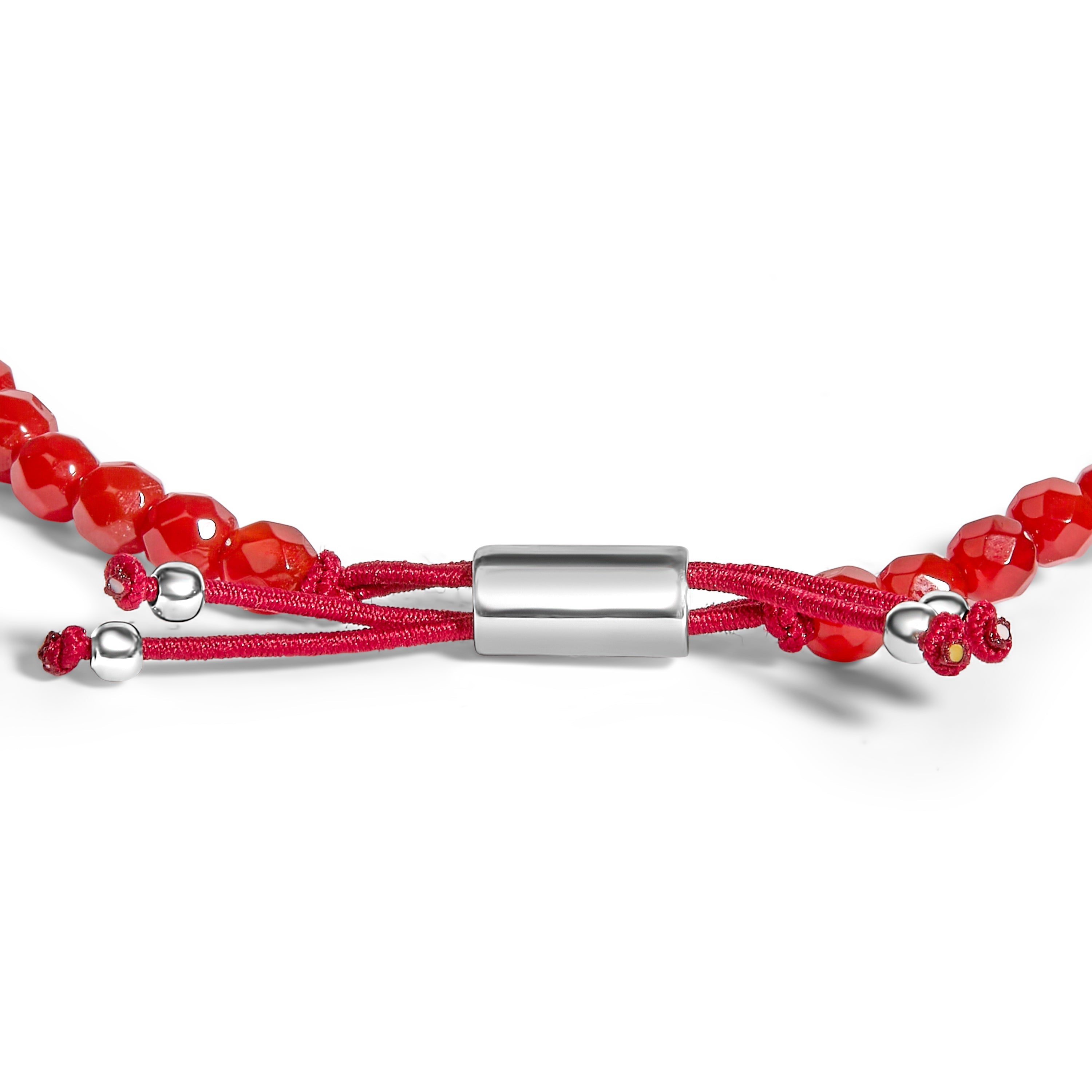 Sterling Silver Red Jasper Bead Station Bracelet with Bolo Clasp on sale at MyriadMart