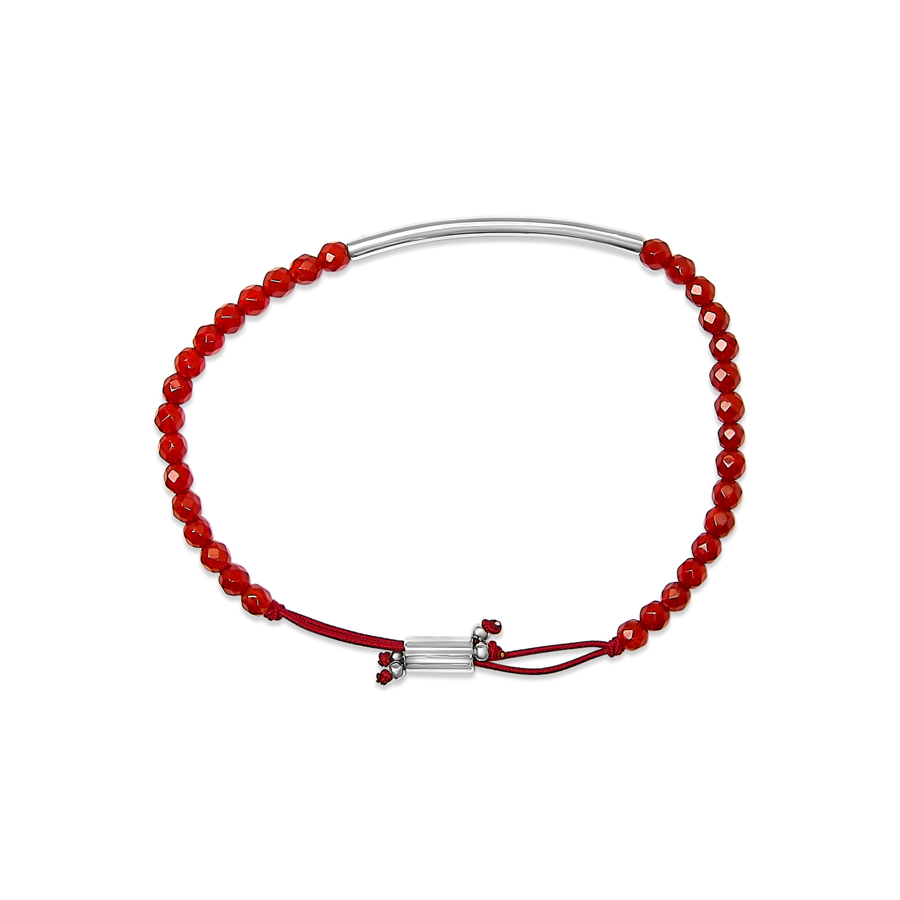Sterling Silver Red Jasper Bead Station Bracelet with Bolo Clasp on sale at MyriadMart