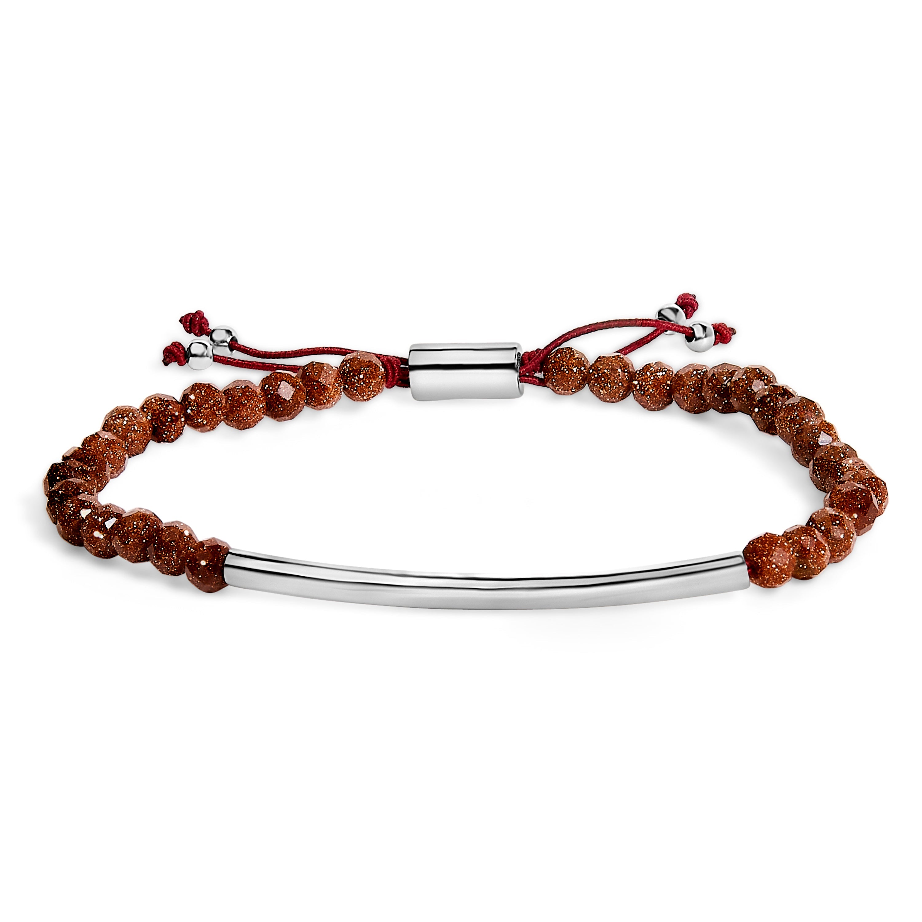 Sterling Silver Sand Bead Station Bracelet Bolo on sale at MyriadMart