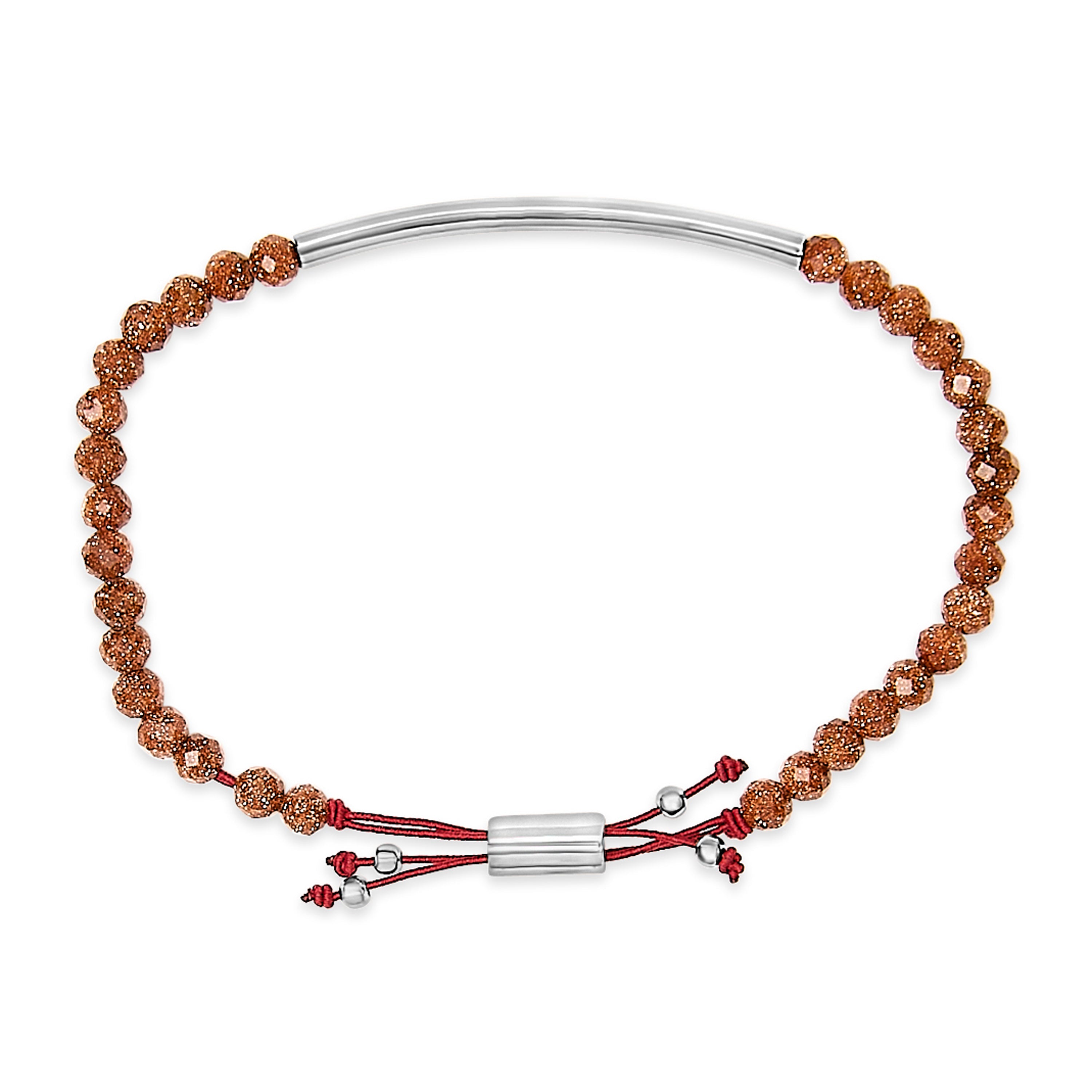 Sterling Silver Sand Bead Station Bracelet Bolo on sale at MyriadMart