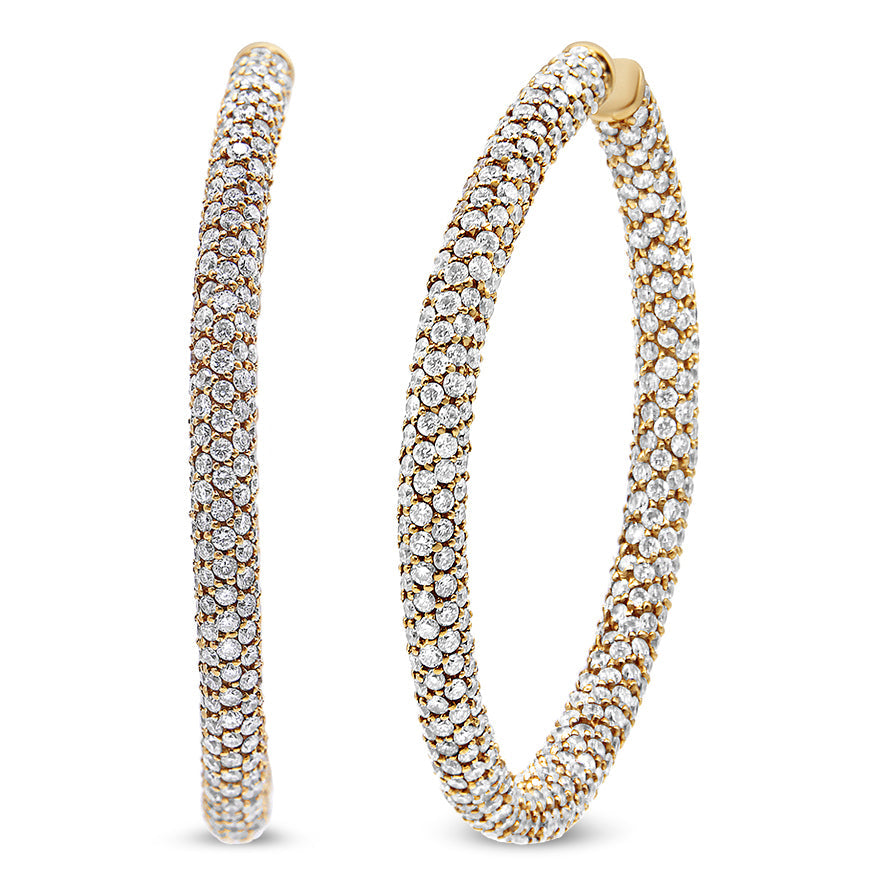 18K Rose Gold 6.90 Cttw Pave Set Diamond Inside Out Eternity Hoop Earrings F-G Color, VS1-VS2 Clarity on sale at MyriadMart