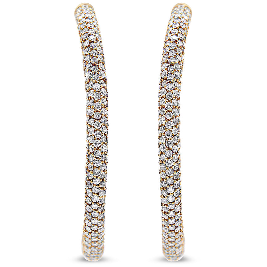 18K Rose Gold 6.90 Cttw Pave Set Diamond Inside Out Eternity Hoop Earrings F-G Color, VS1-VS2 Clarity on sale at MyriadMart