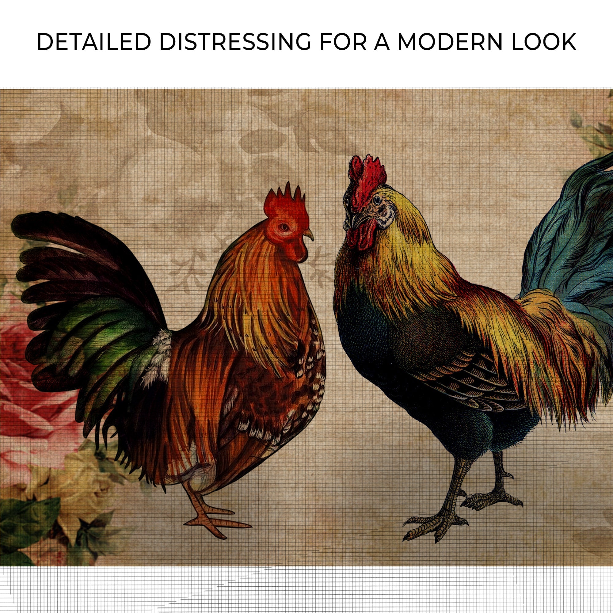 Retro Rooster Chicken Canvas Wall Art on sale at MyriadMart