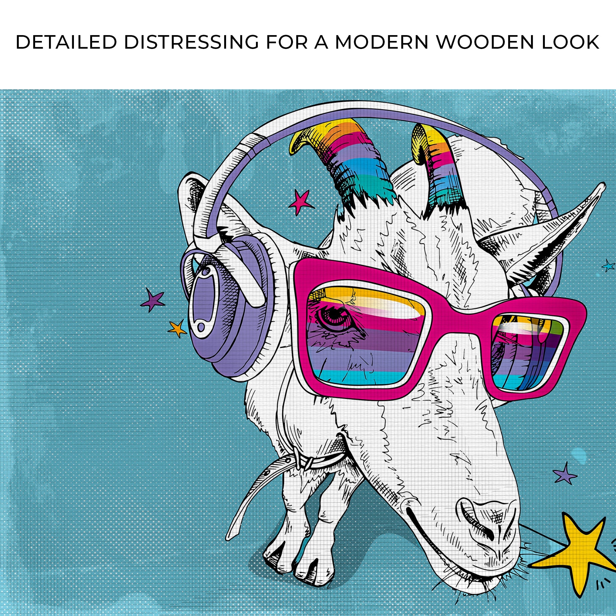 Rainbow Cool Goat Canvas Wall Art on sale at MyriadMart