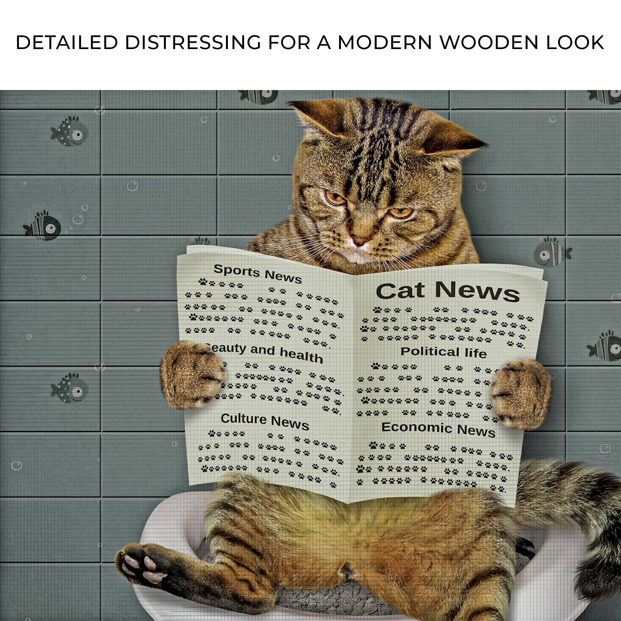 Cat Toilet Reading Newspaper Canvas Wall Art on sale at MyriadMart