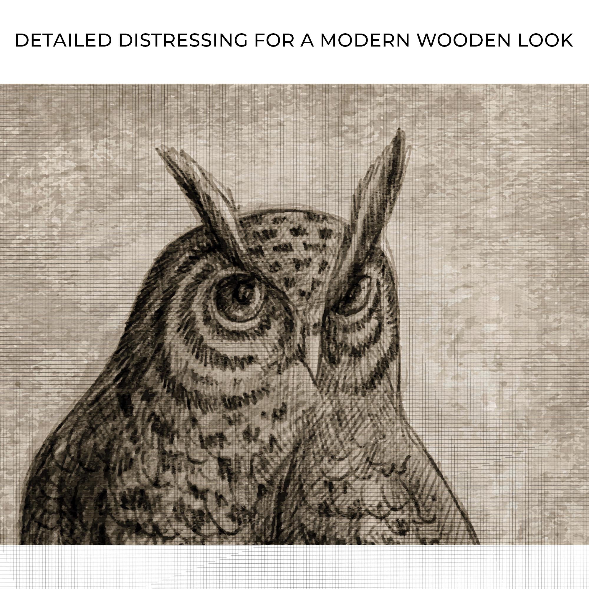 Owl Pencil Sketch Portrait Canvas Wall Art on sale at MyriadMart