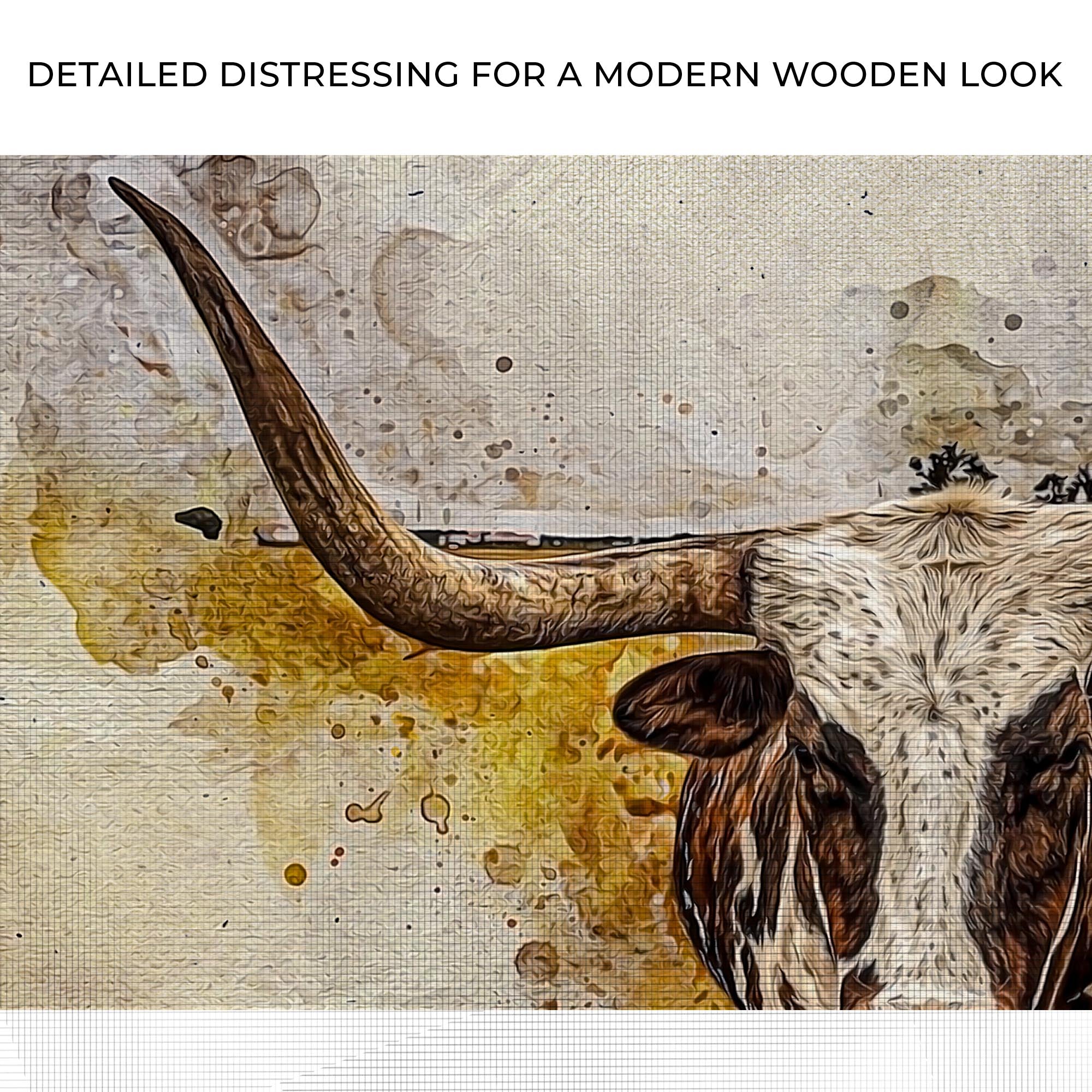 Texas Longhorn Watercolor Like Canvas Wall Art on sale at MyriadMart