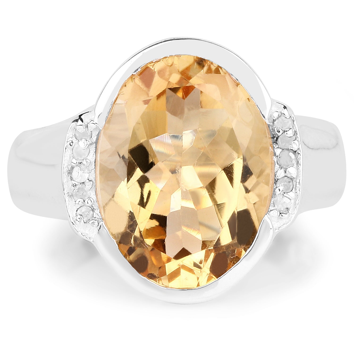 5.05 Carat Genuine Citrine and White Diamond .925 Sterling Silver Ring on sale at MyriadMart