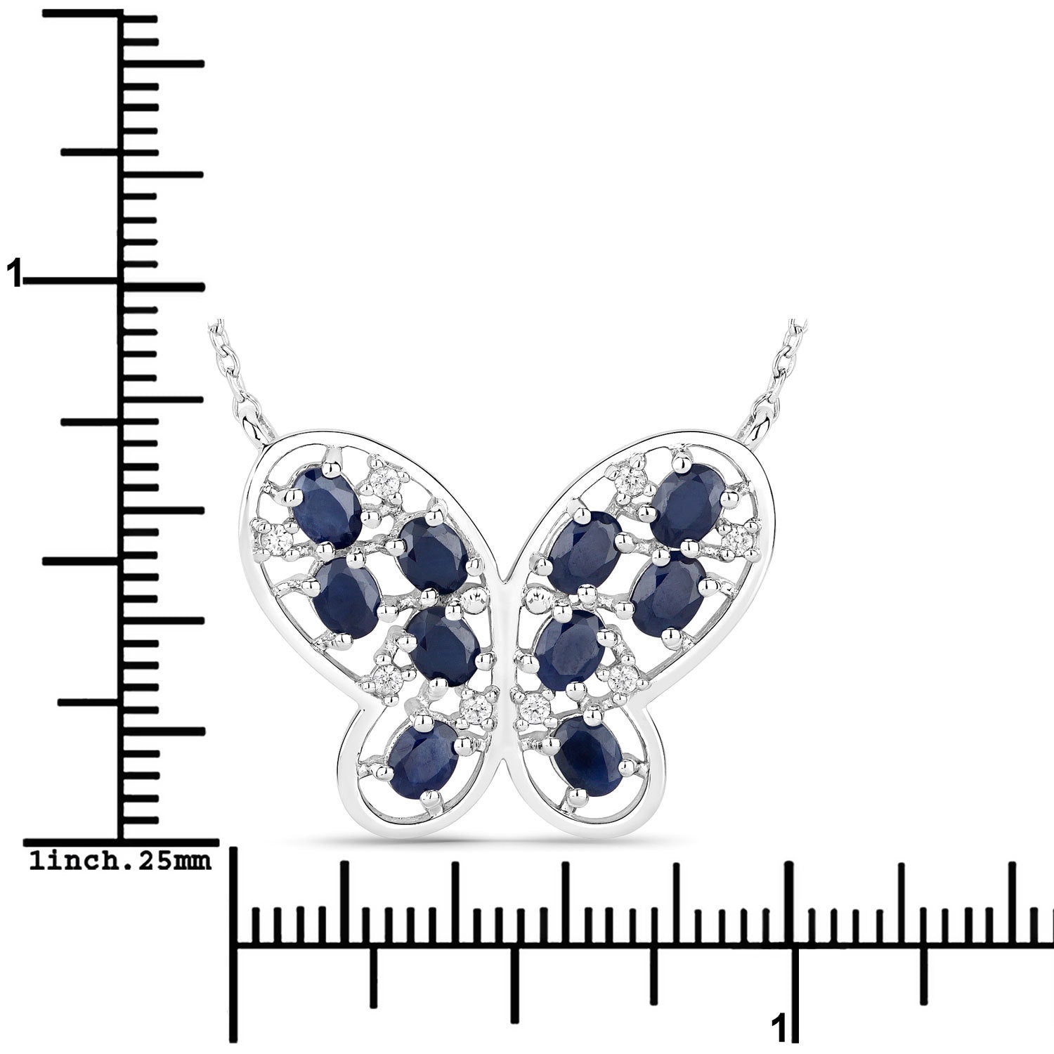 2.16 Carat Genuine Blue Sapphire and White Zircon .925 Sterling Silver Necklace on sale at MyriadMart