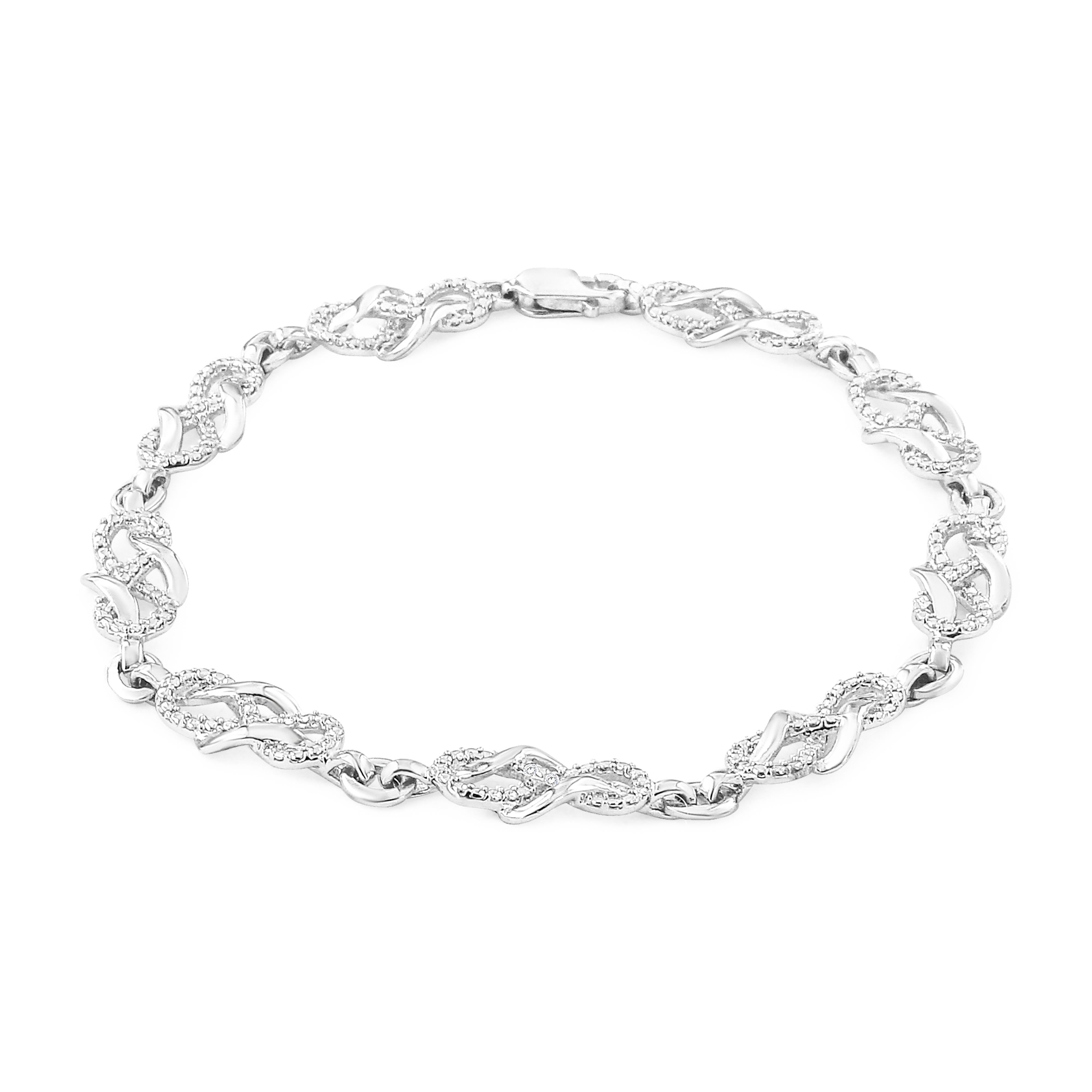 .925 Sterling Silver Prong Set Diamond Accent Infinity Weave Link 7.25" Bracelet I-J Color, I3 Clarity on sale at MyriadMart