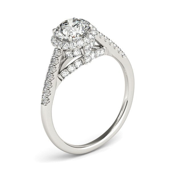 14k White Gold Round Cut Pave Set Shank Diamond Engagement Ring 1 3/8 cttw on sale at MyriadMart