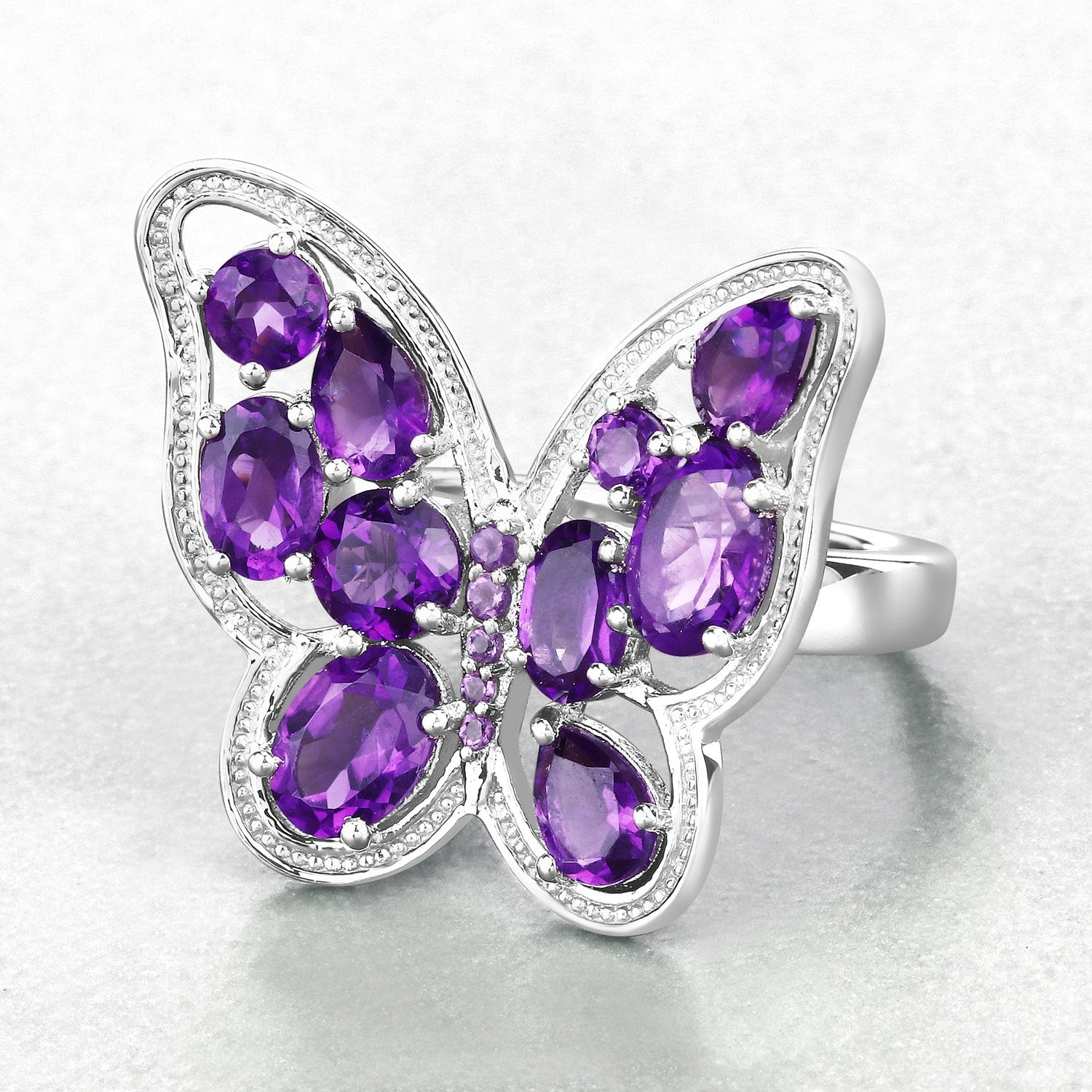 4.32 Carat Genuine Amethyst .925 Sterling Silver Ring on sale at MyriadMart