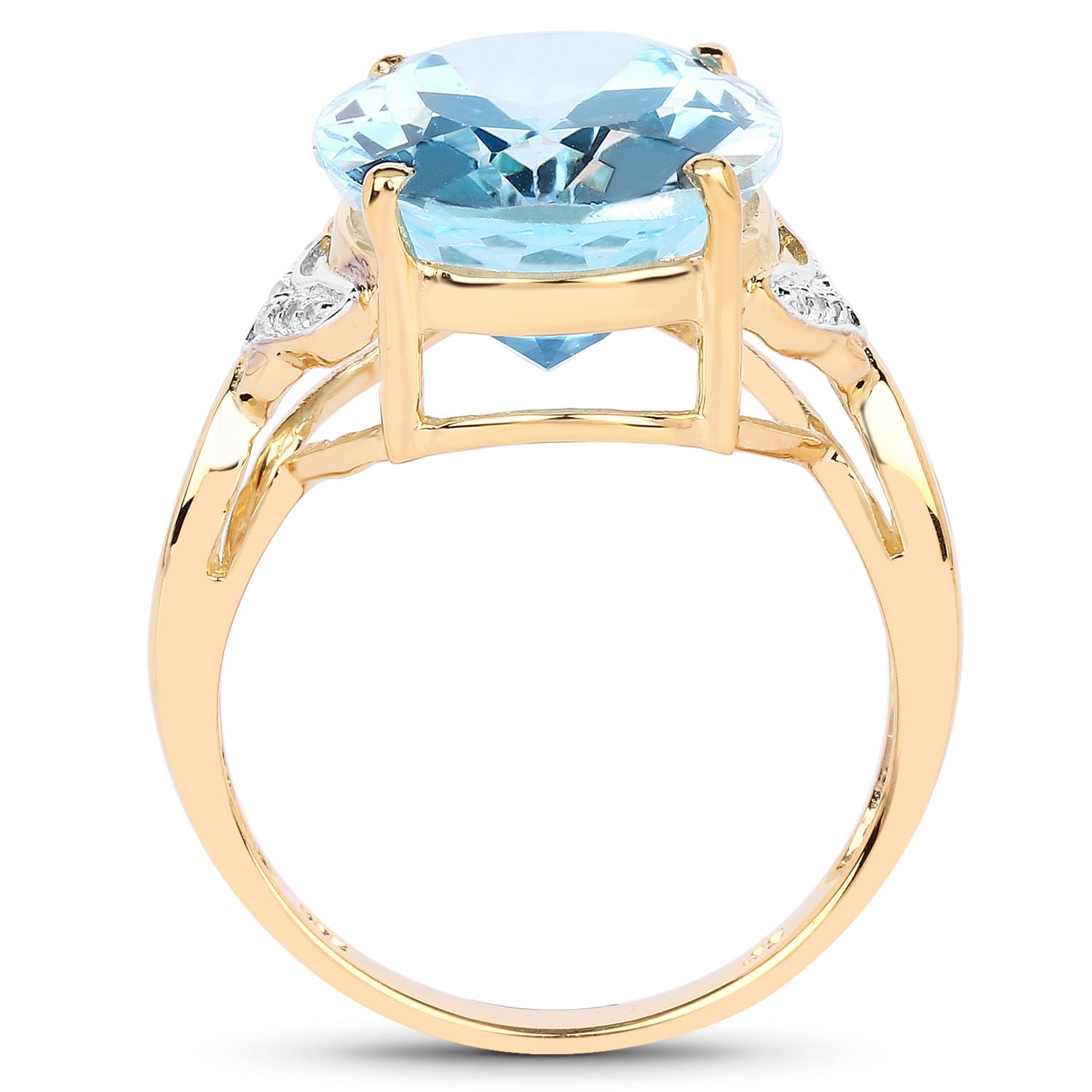 14K Yellow Gold Plated 11.32 Carat Genuine Blue Topaz and White Topaz .925 Sterling Silver Ring on sale at MyriadMart