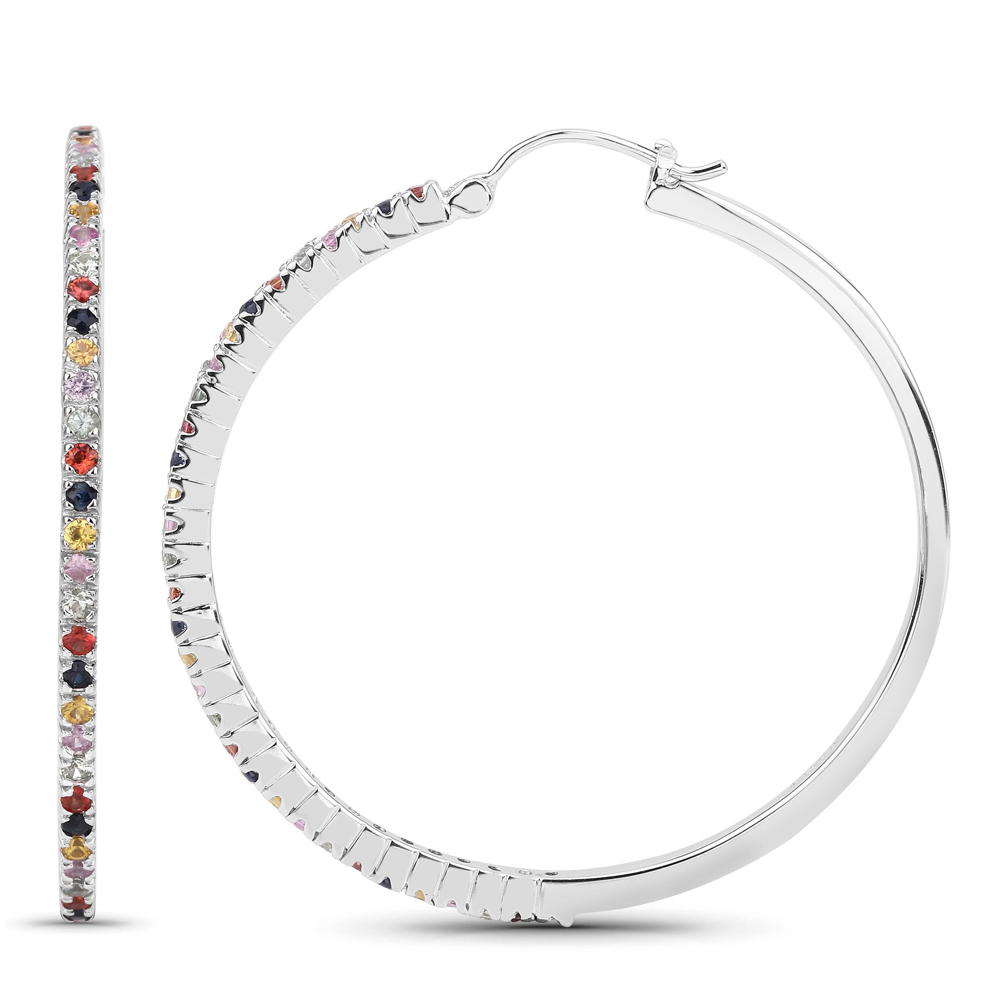 2.24 Carat Genuine Multi Sapphire .925 Sterling Silver Earrings on sale at MyriadMart
