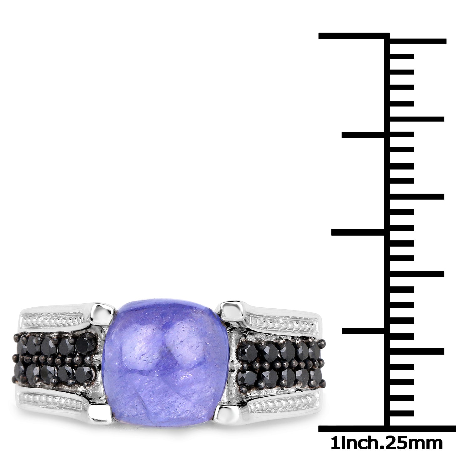 3.20 Carat Genuine Tanzanite and Black Spinel .925 Sterling Silver Ring on sale at MyriadMart