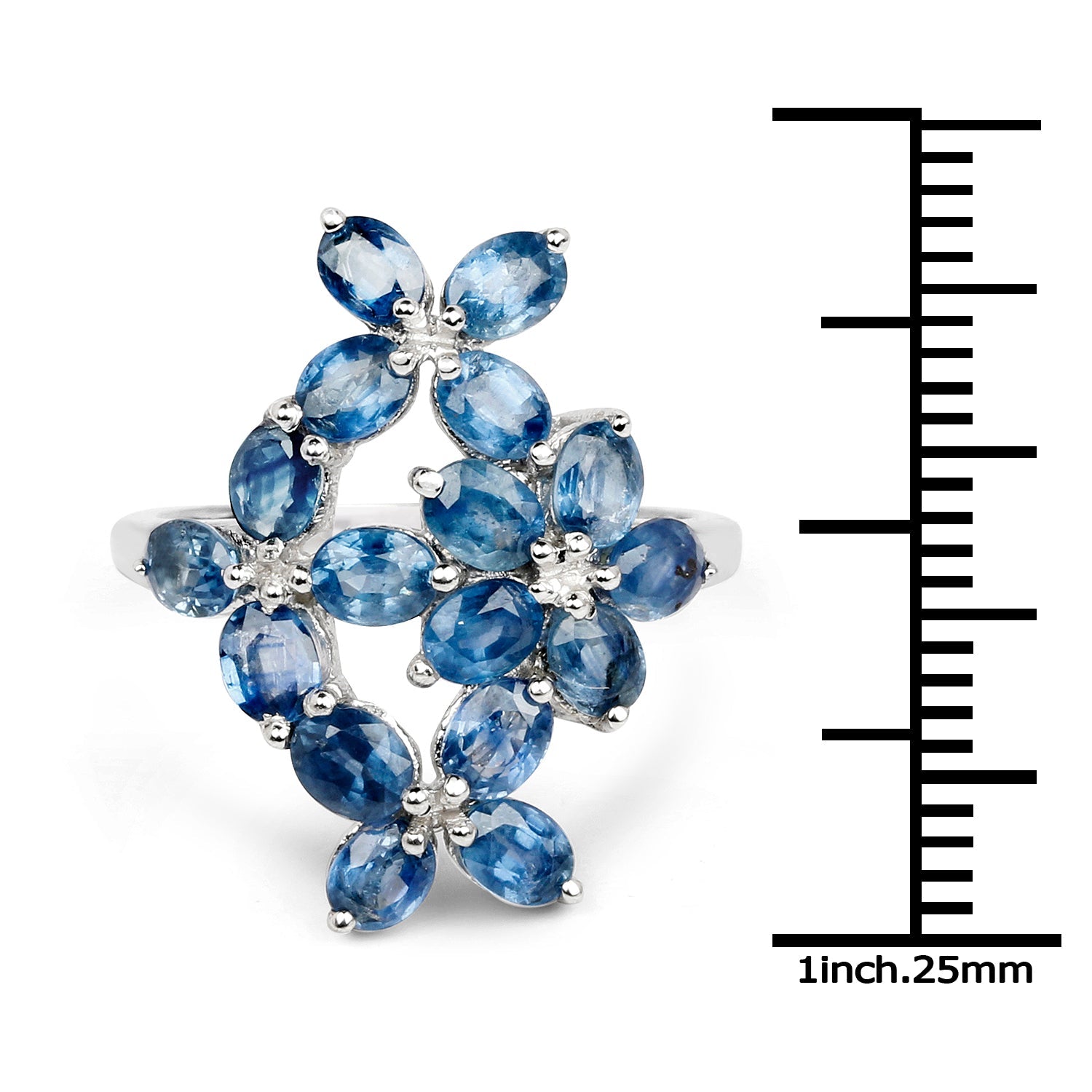 3.40 Carat Genuine Blue Sapphire .925 Sterling Silver Ring on sale at MyriadMart