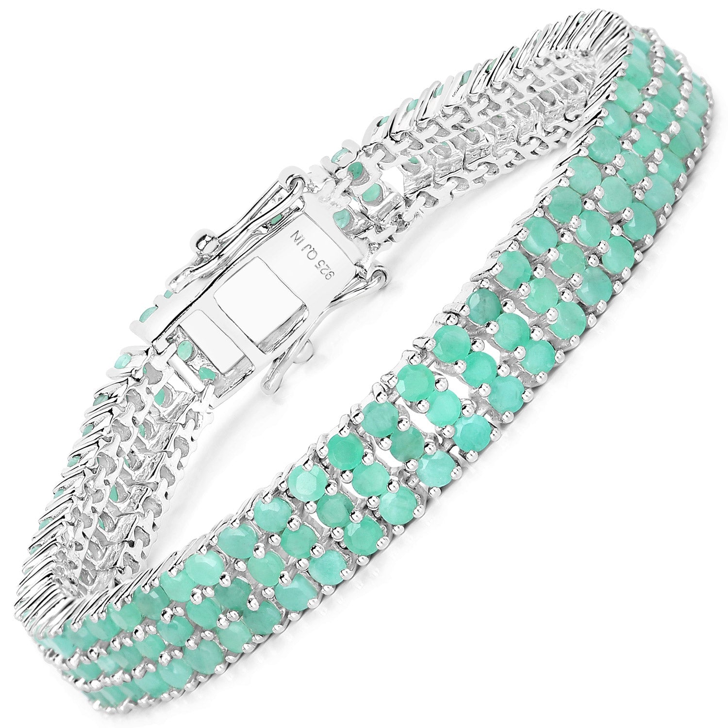 9.41 Carat Genuine Emerald .925 Sterling Silver Bracelet on sale at MyriadMart