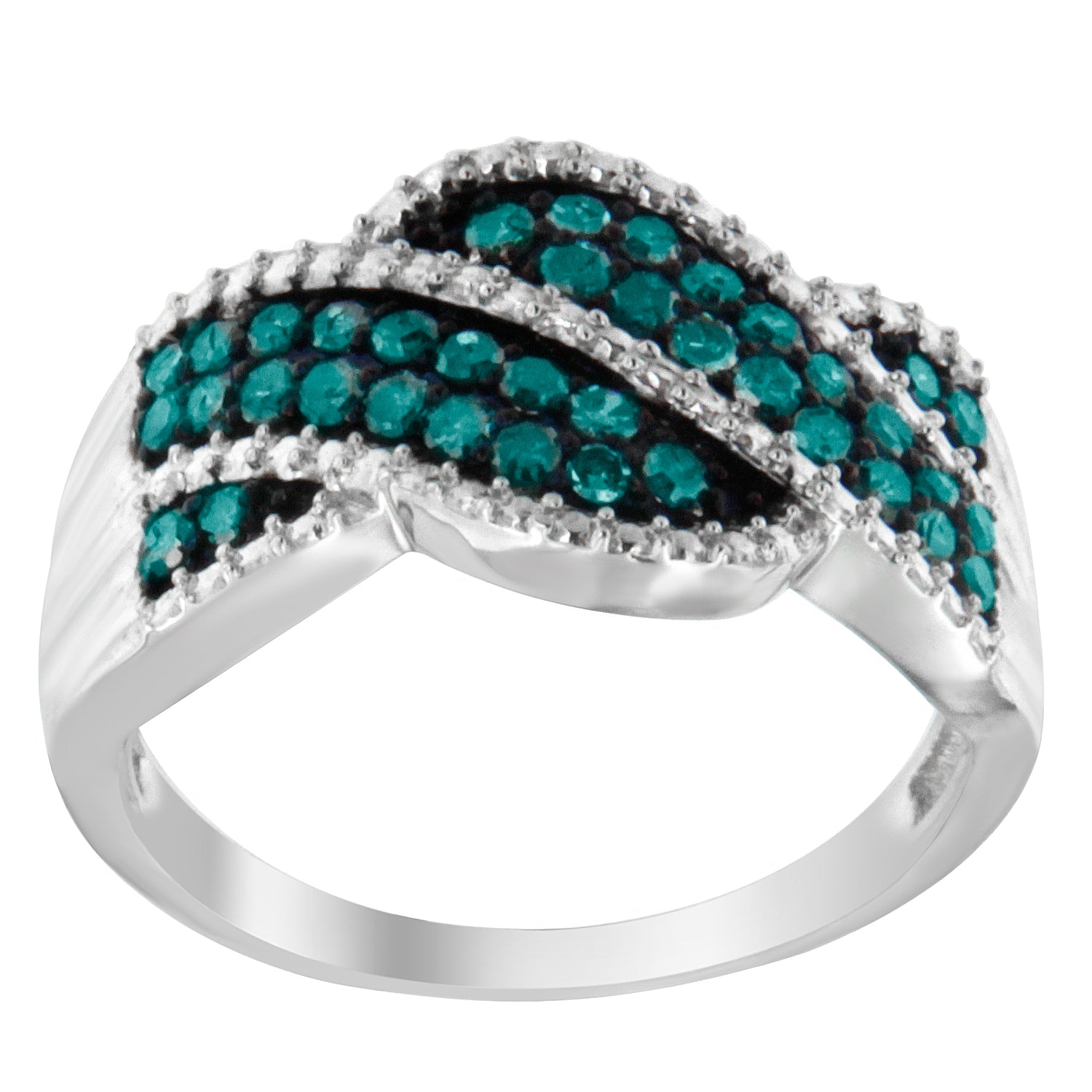 .925 Sterling Silver Treated Blue Color Diamond cocktail Ring 1/2 Cttw, Treated Blue Color, I2-I3 Clarity - Size 6-3/4 on sale at MyriadMart