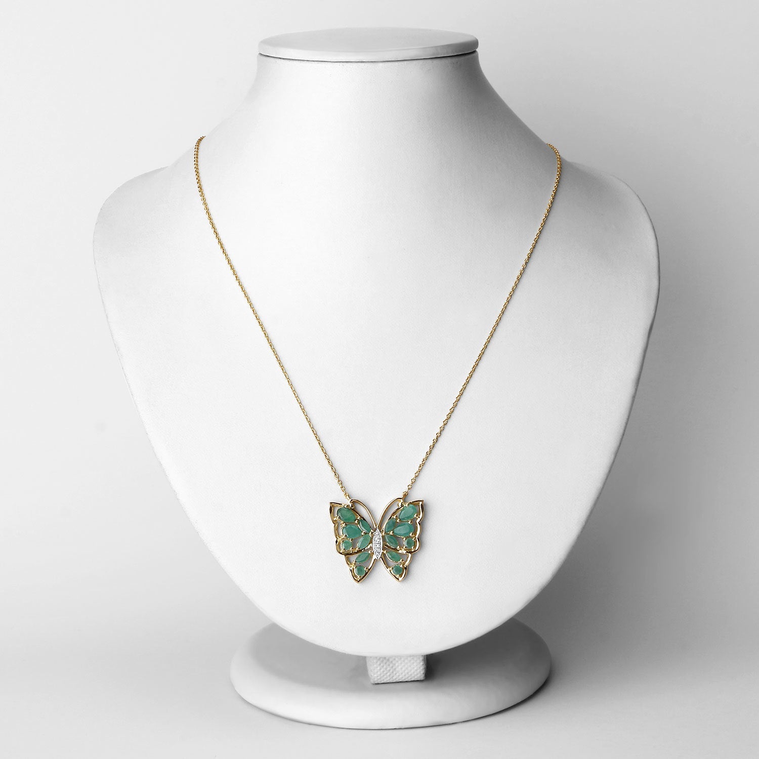2.60 Carat Genuine Emerald and White Zircon .925 Sterling Silver Necklace on sale at MyriadMart