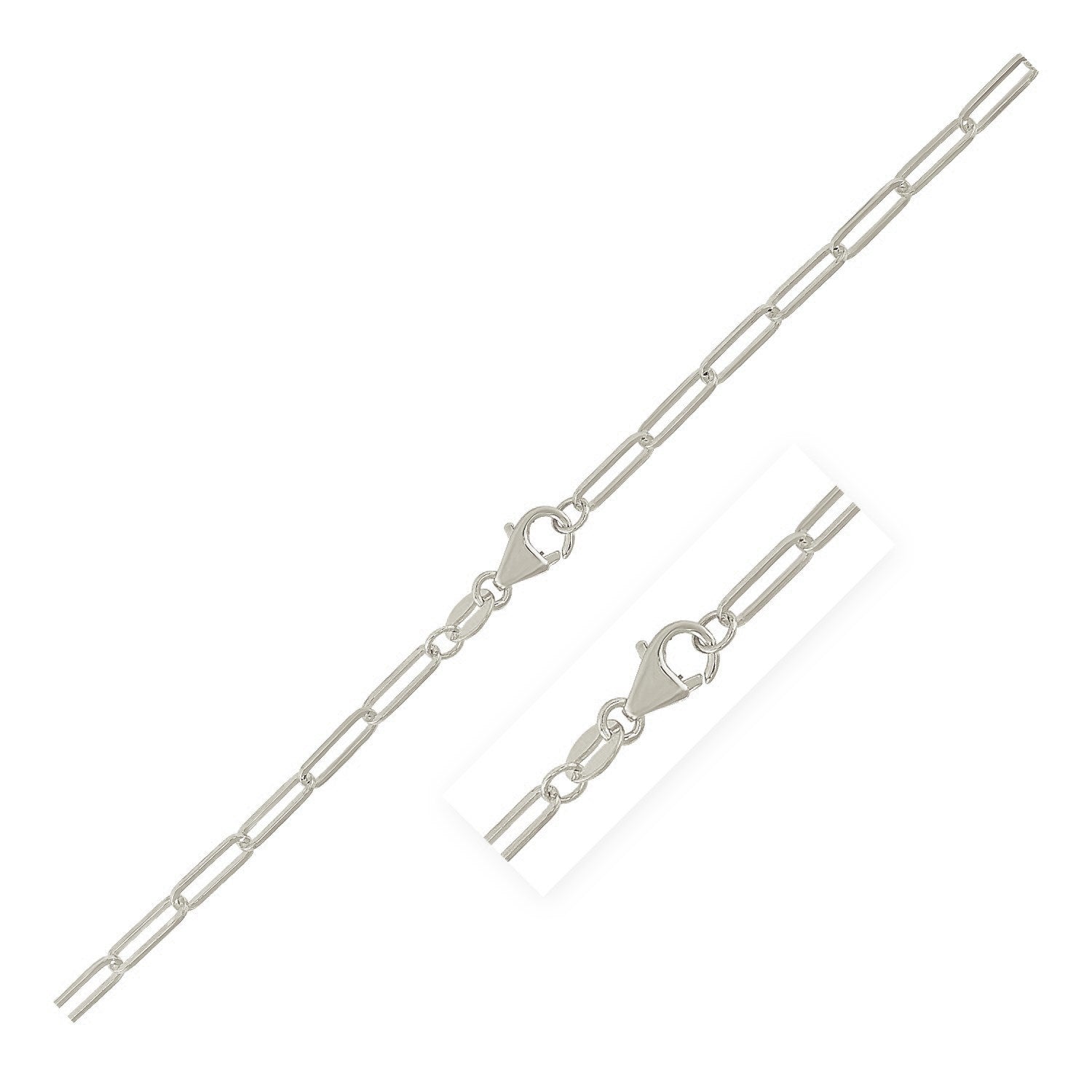 Sterling Silver Rhodium Plated Paperclip Chain 2.5 mm on sale at MyriadMart
