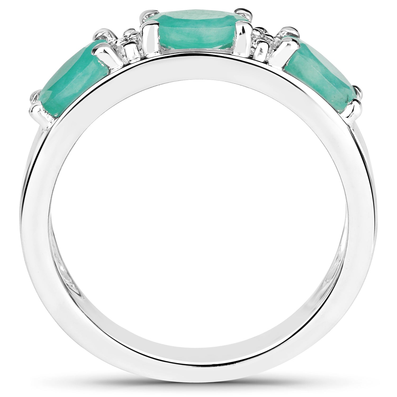 1.38 Carat Genuine Emerald and White Topaz .925 Sterling Silver Ring on sale at MyriadMart