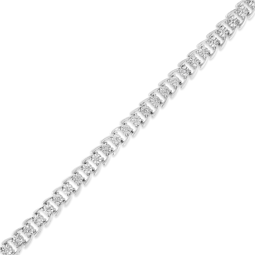 .925 Sterling Silver 1/4 Cttw Miracle Set Round Diamond Composite Open Linked Composite Line Bracelet I-J Color, I3-Promo Clarity - 7.5" on sale at MyriadMart