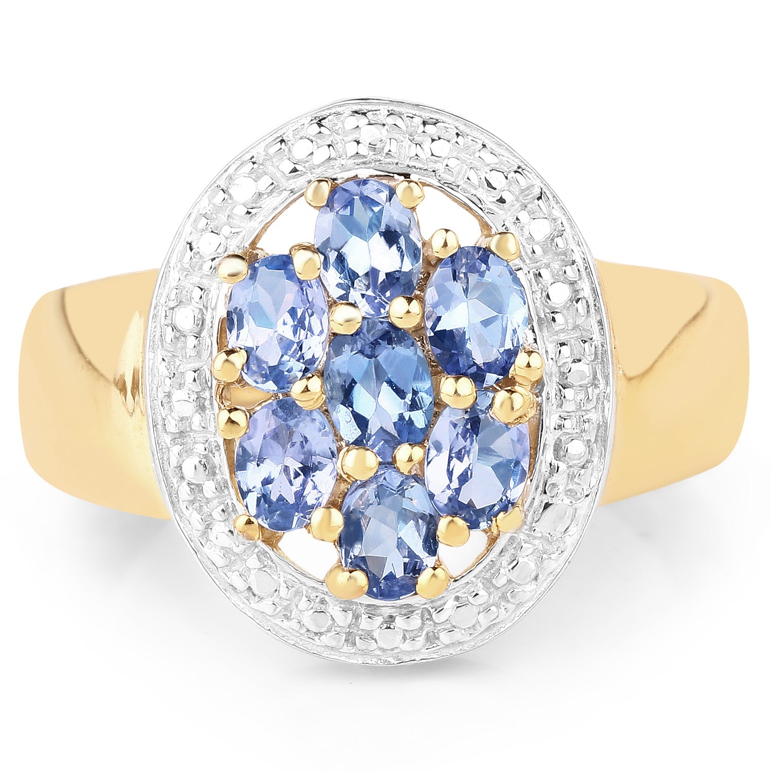 14K Yellow Gold Plated 1.19 Carat Genuine Tanzanite .925 Sterling Silver Ring on sale at MyriadMart