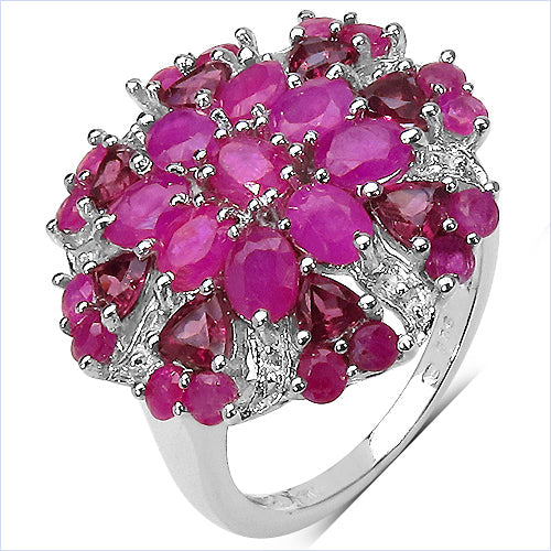 3.90 Carat Genuine Ruby & Rhodolite .925 Sterling Silver Ring on sale at MyriadMart
