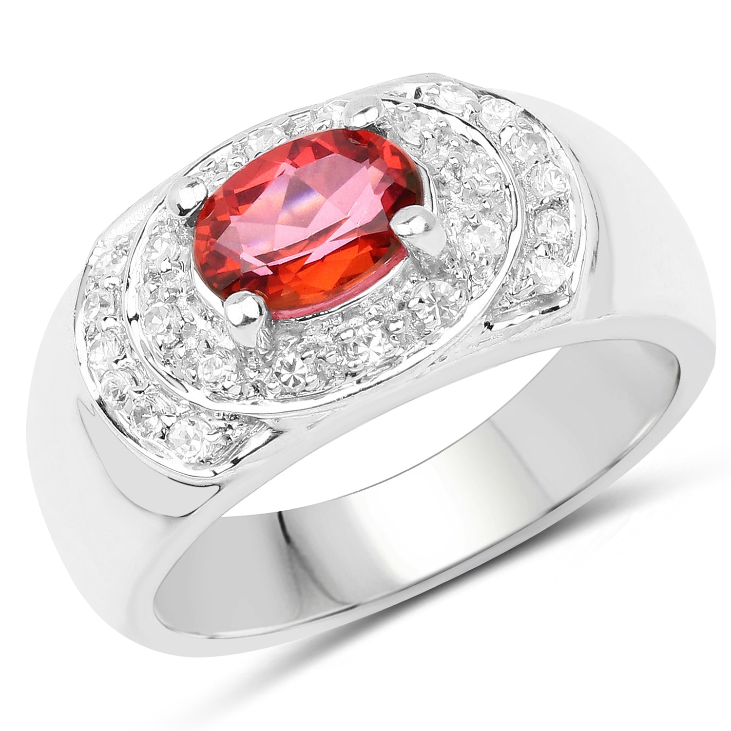 1.37 Carat Genuine Pink Topaz and White Cubic Zirconia .925 Sterling Silver Ring on sale at MyriadMart