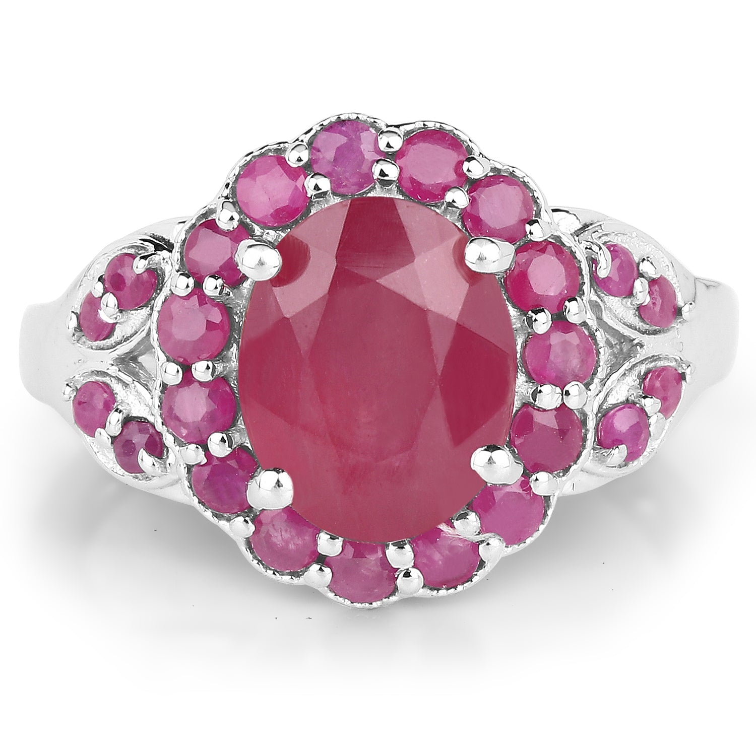 4.43 Carat Glass Filled Ruby and Ruby .925 Sterling Silver Ring on sale at MyriadMart