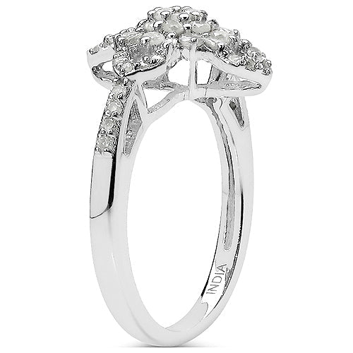 0.63 Carat Genuine White Diamond & Yellow Diamond .925 Sterling Silver Ring on sale at MyriadMart
