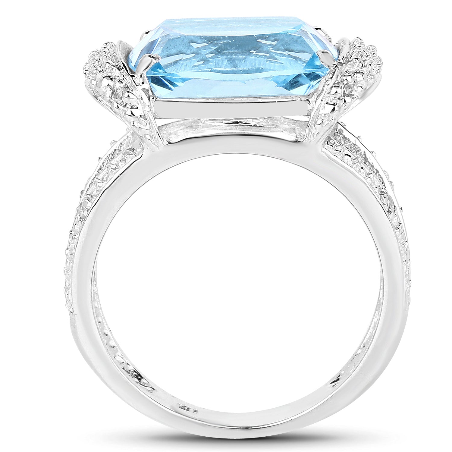 4.78 Carat Genuine Blue Topaz and White Topaz .925 Sterling Silver Ring on sale at MyriadMart