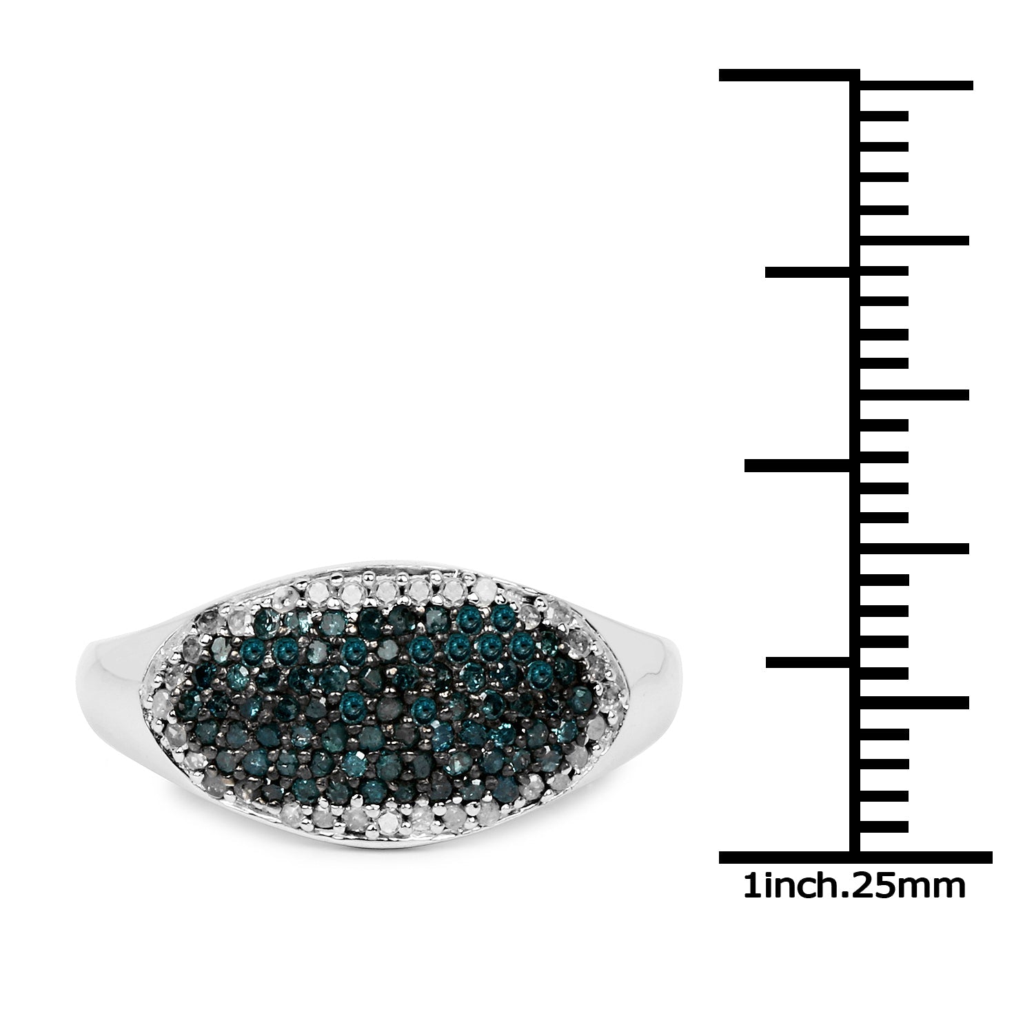 0.45 Carat Genuine Blue Diamond and White Diamond .925 Sterling Silver Ring on sale at MyriadMart