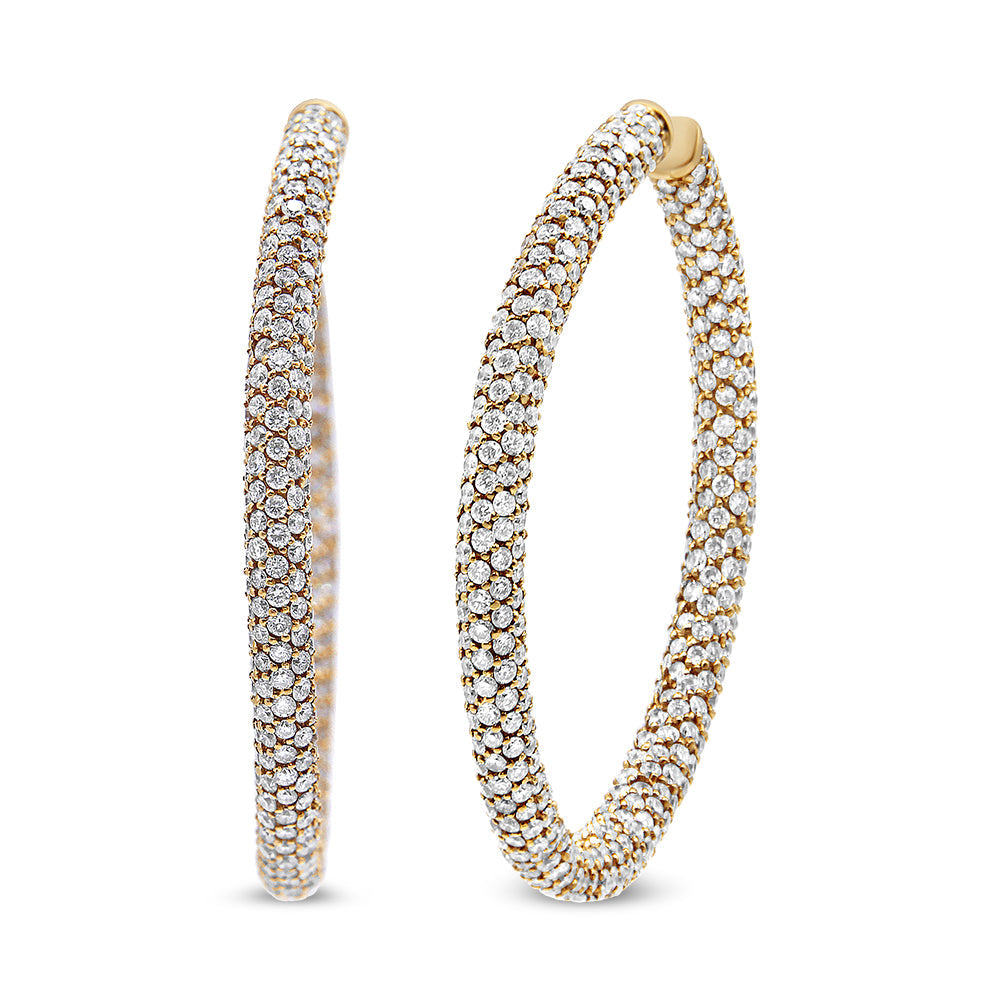 18K Rose Gold 6.90 Cttw Pave Set Diamond Inside Out Eternity Hoop Earrings F-G Color, VS1-VS2 Clarity on sale at MyriadMart