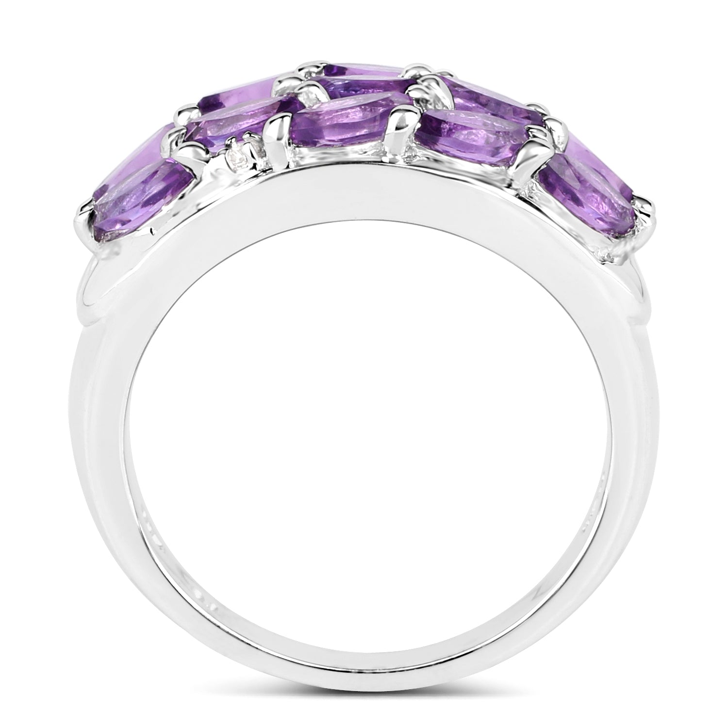 1.67 Carat Genuine Amethyst and White Topaz .925 Sterling Silver Ring on sale at MyriadMart